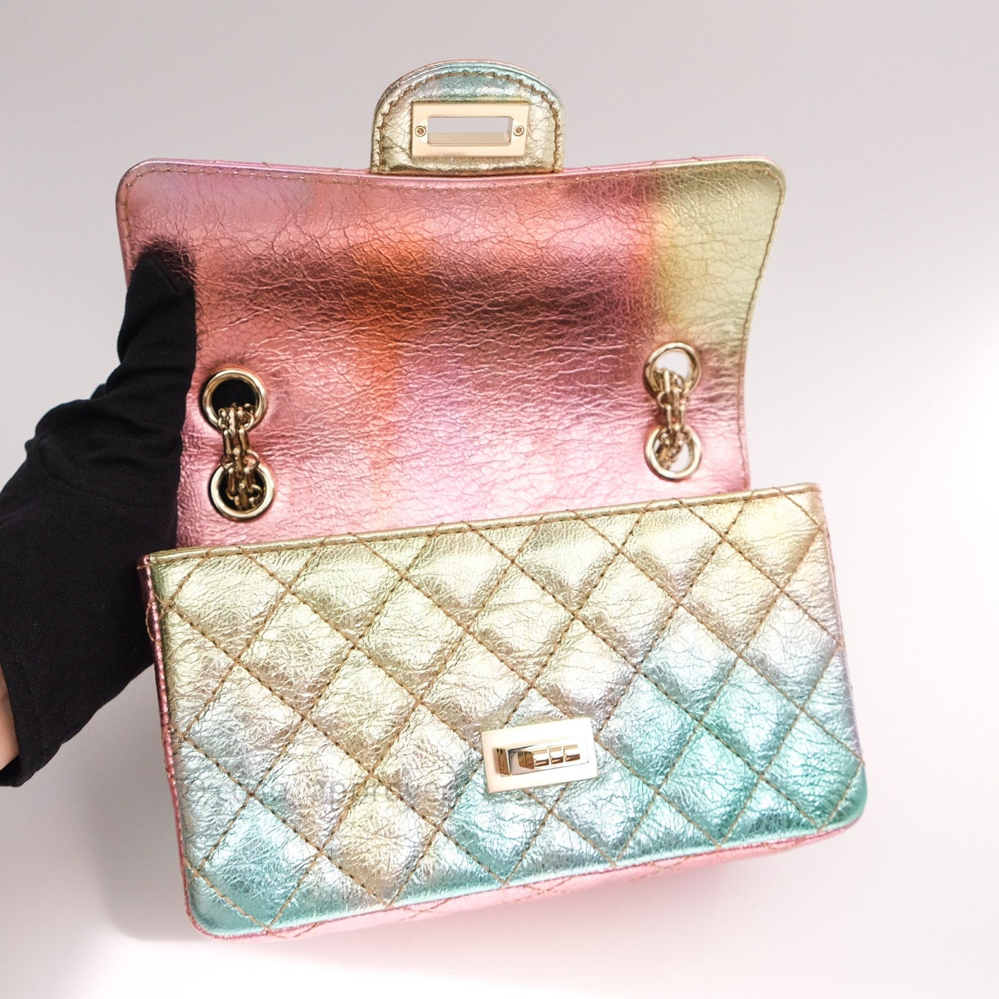 Chanel Mini Reissue 224 Rainbow Quilted Calfskin Gold Hardware