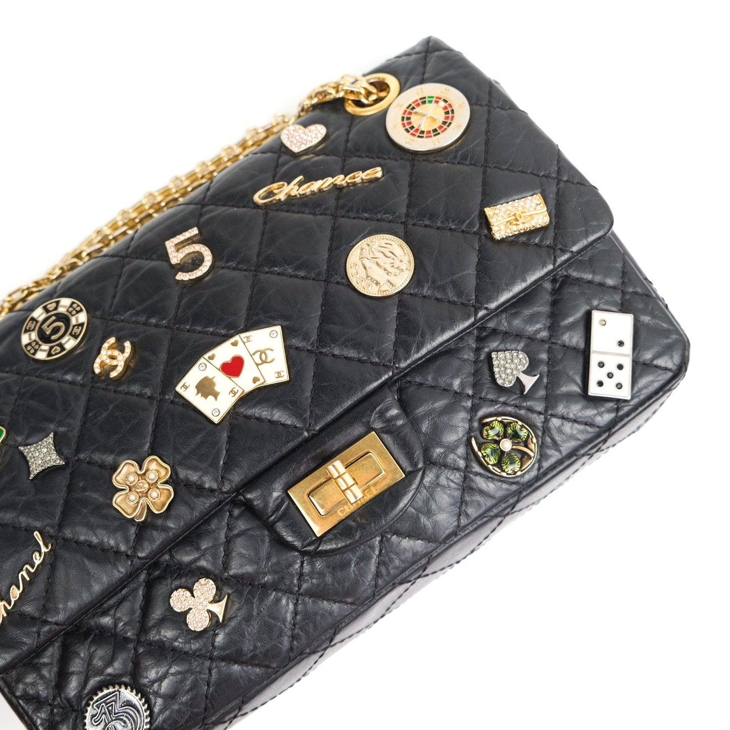 Chanel 2.55 Reissue Aged Calfskin Lucky Charms 225 Flap Black