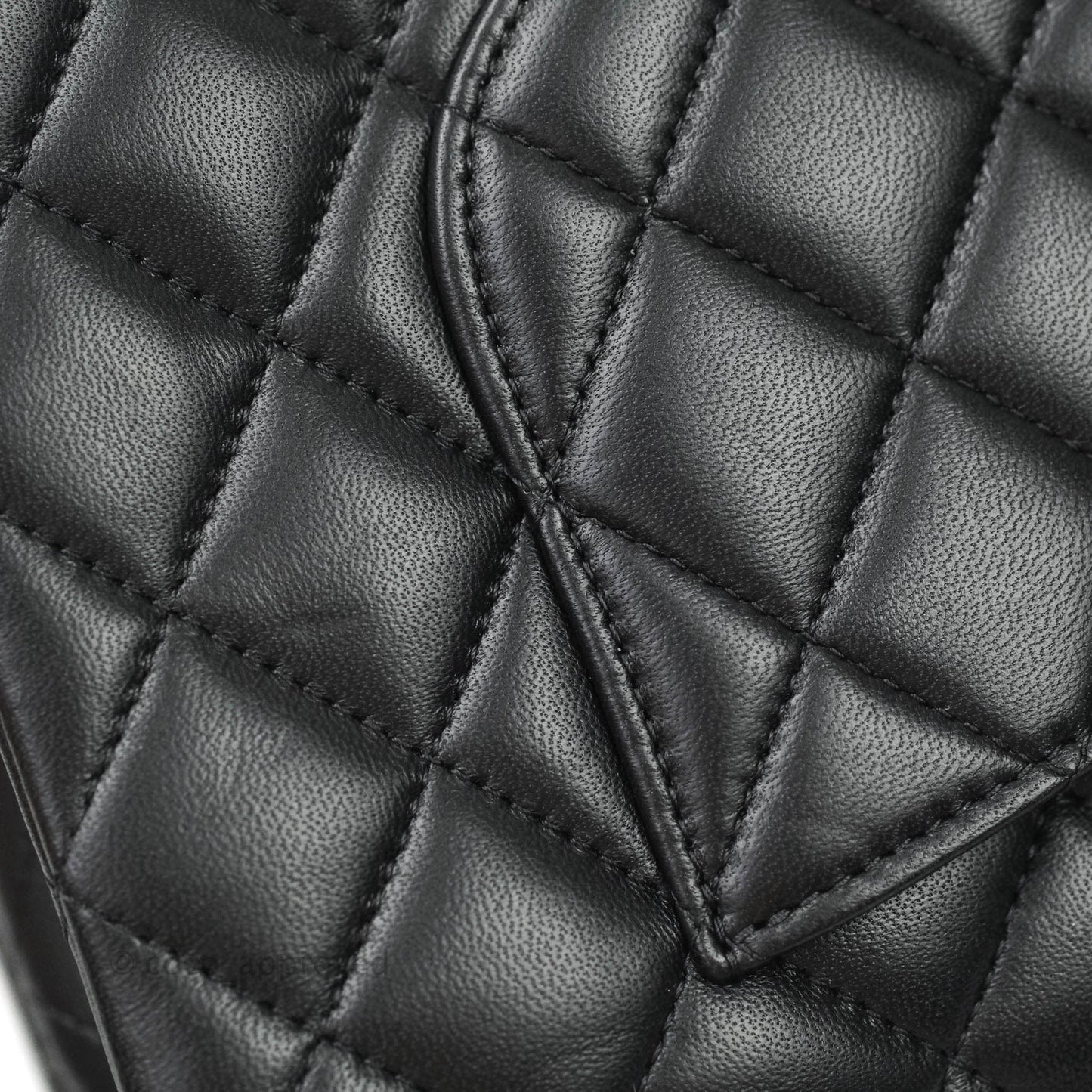Chanel Classic M/L Medium Double Flap Bag Black Lambskin Silver Hardware