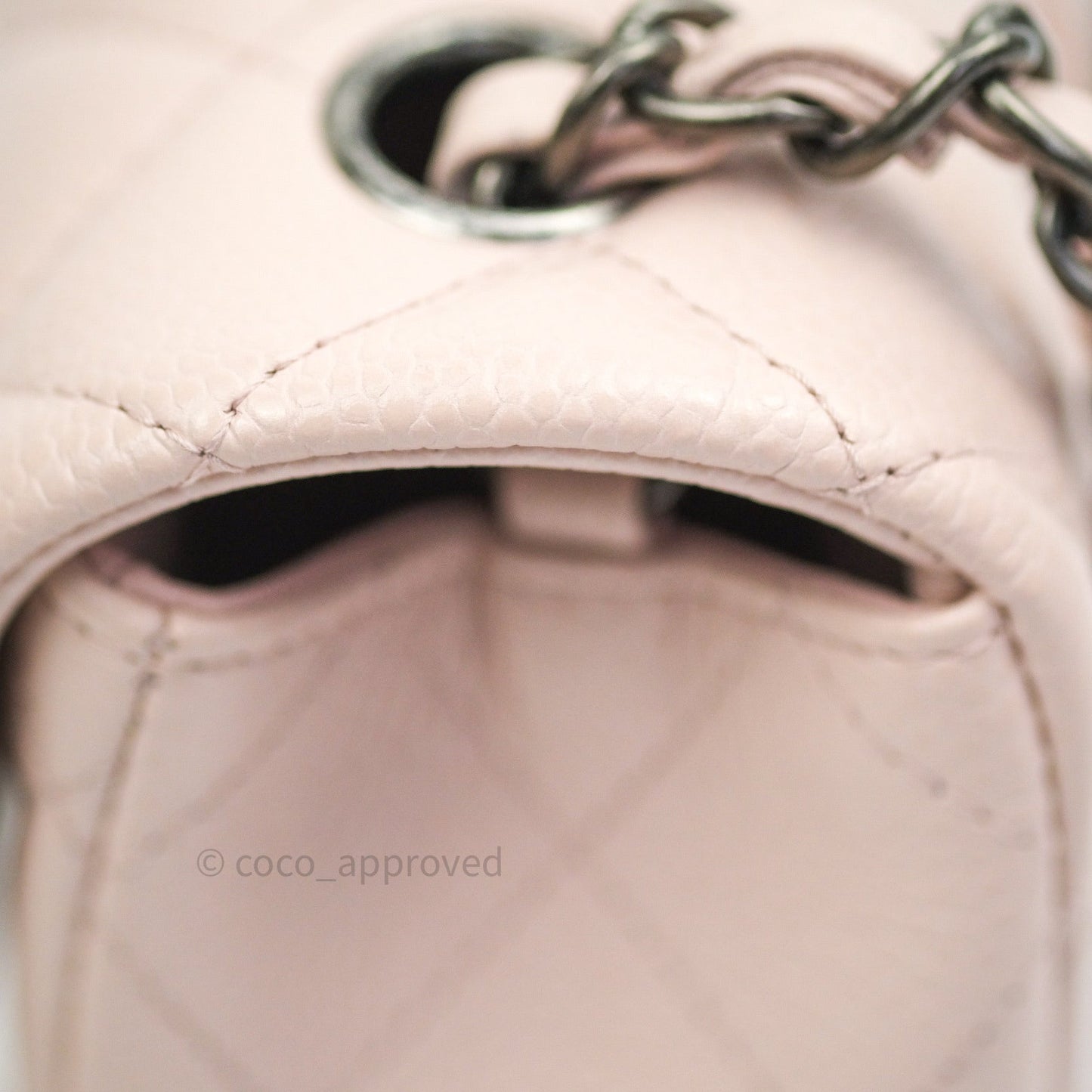 Chanel Quilted Mini Rectangular Sakura Pink Caviar Ruthenium Hardware
