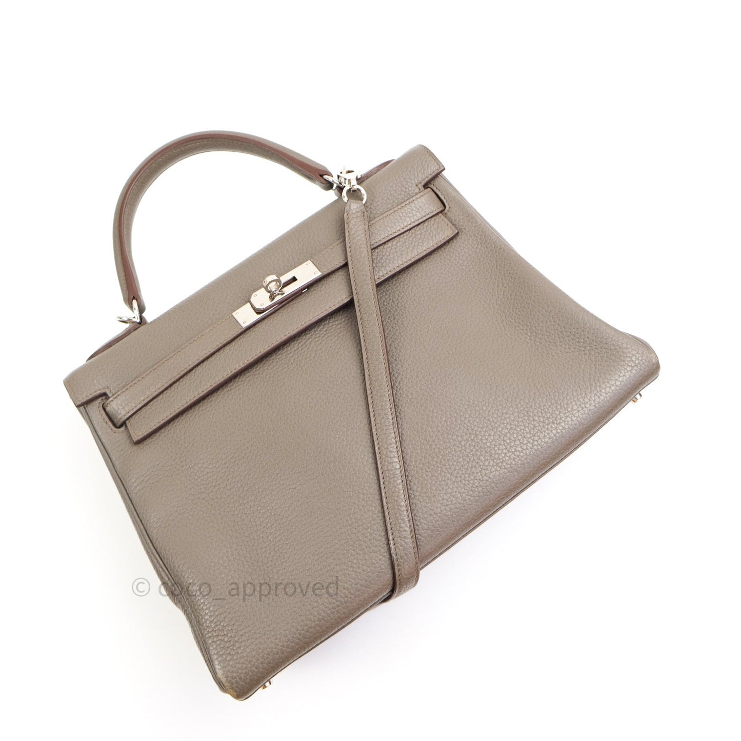 Hermès Taurillon Clemence Kelly Retourne 32 Etain Palladium Hardware