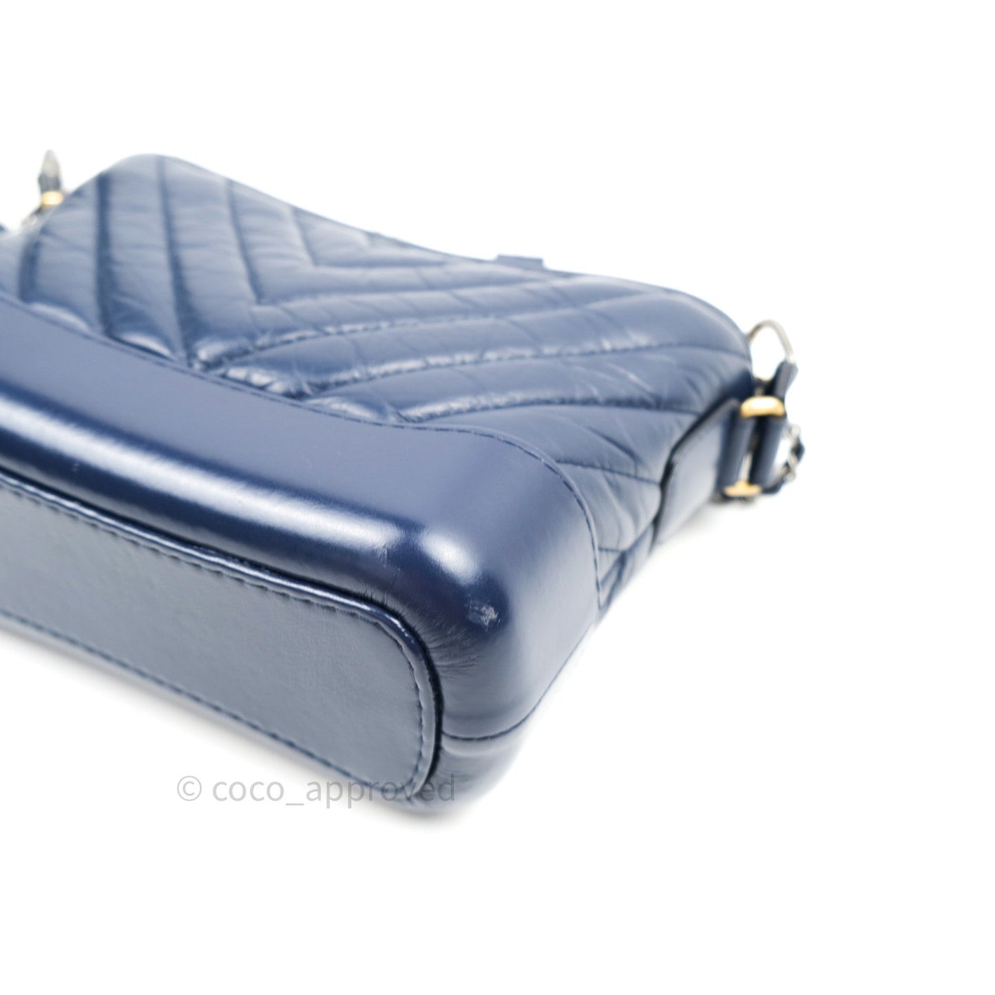 Chanel Chevron Small Gabrielle Hobo Navy Aged Calfskin Mixed Hardware