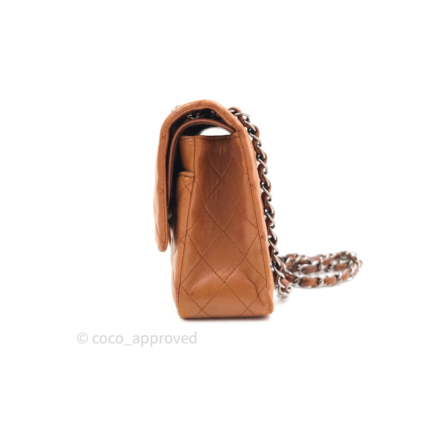 Chanel Classic M/L Brown Lambskin Silver Hardware