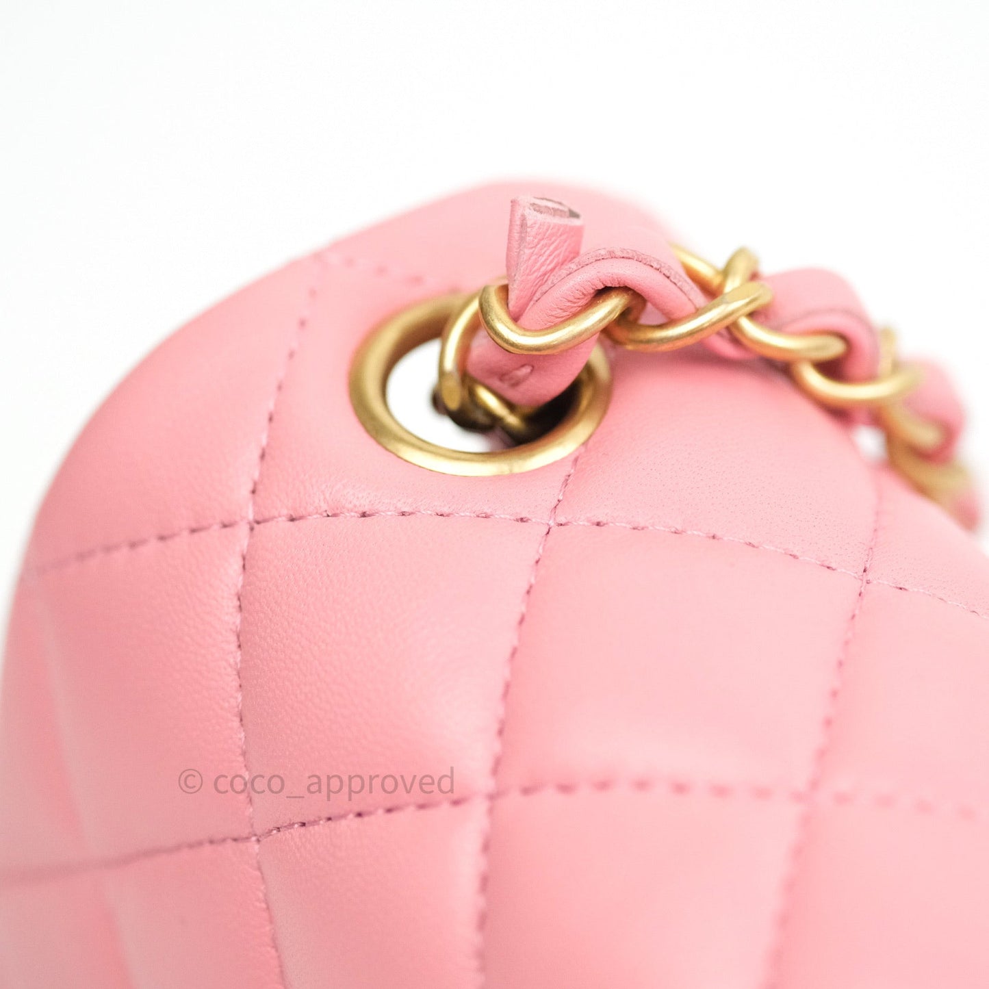 Chanel Mini Square Pink Quilted Lambskin Gold Hardware