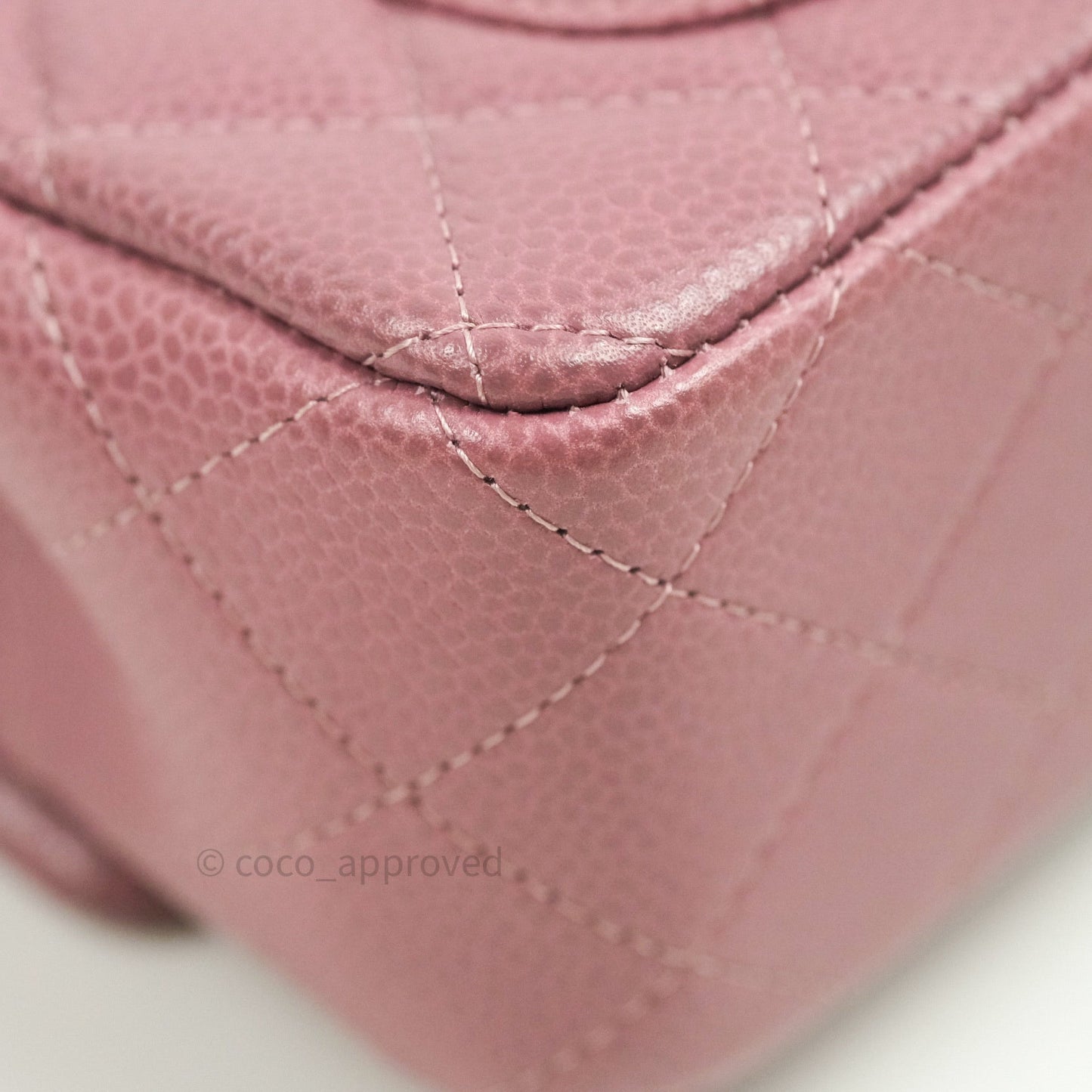 Chanel Quilted Mini Rectangular Mauve Pink Caviar Ruthenium Hardware