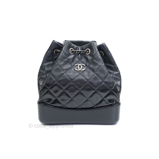 Chanel Gabrielle Backpack Black Goatskin Ombre Small Black