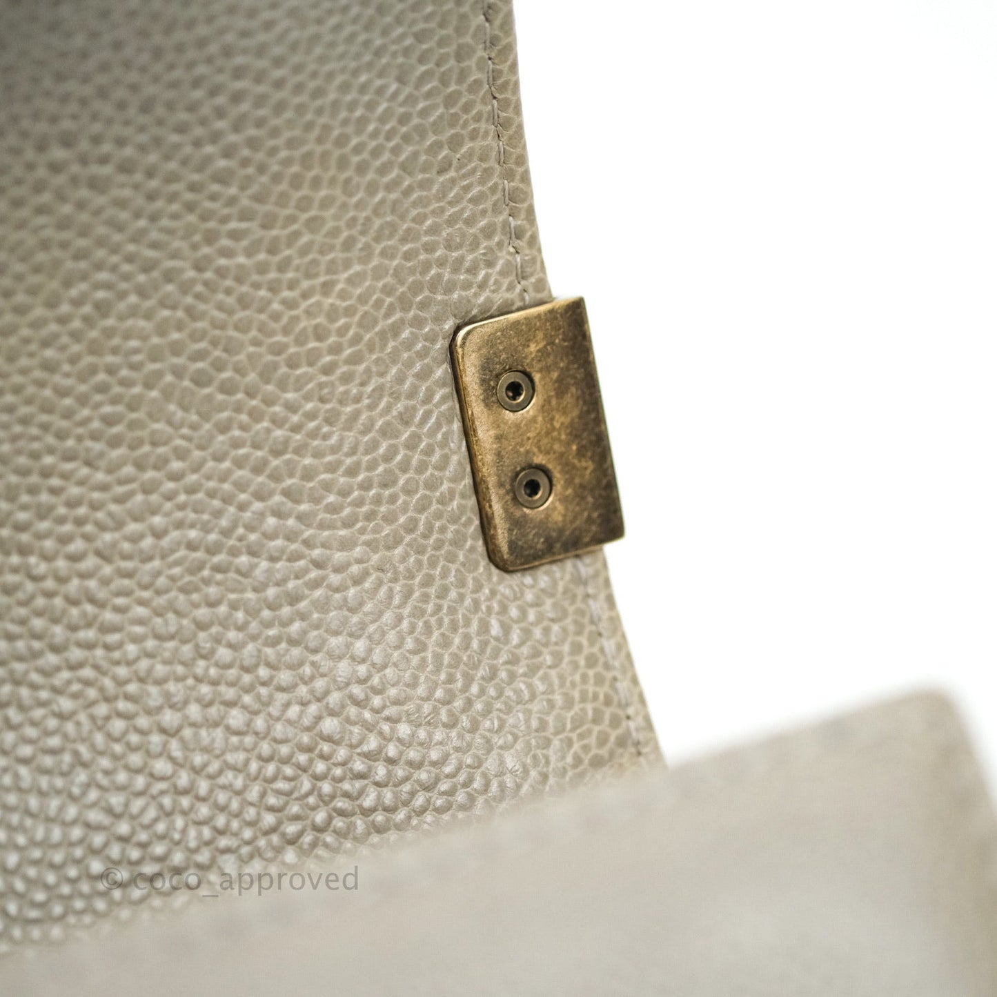 Chanel Boy Quilted Medium Taupe Grey Caviar Gold Hardware 14B