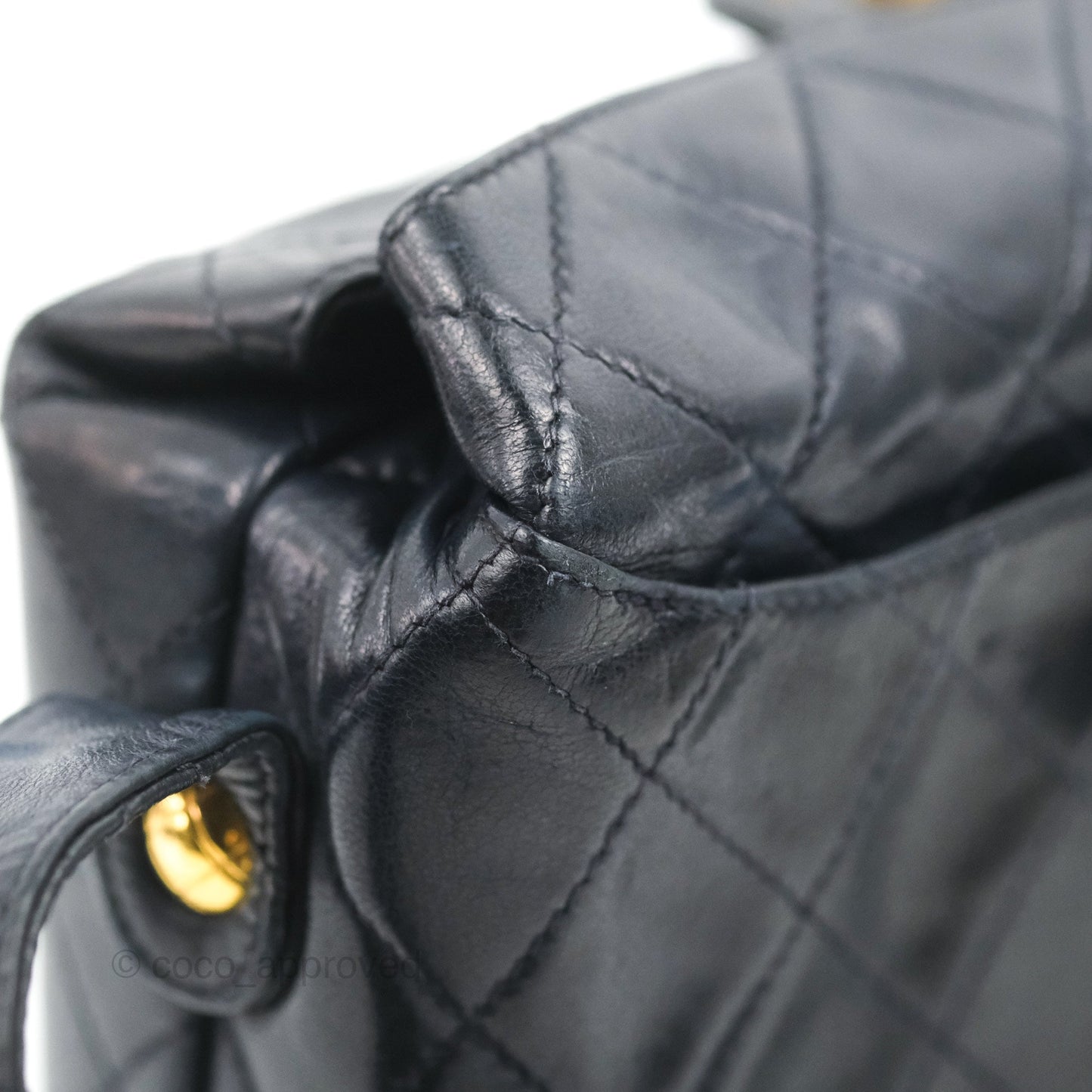 Chanel Vintage CC Box Shoulder Bag Navy Lambskin Gold Hardware