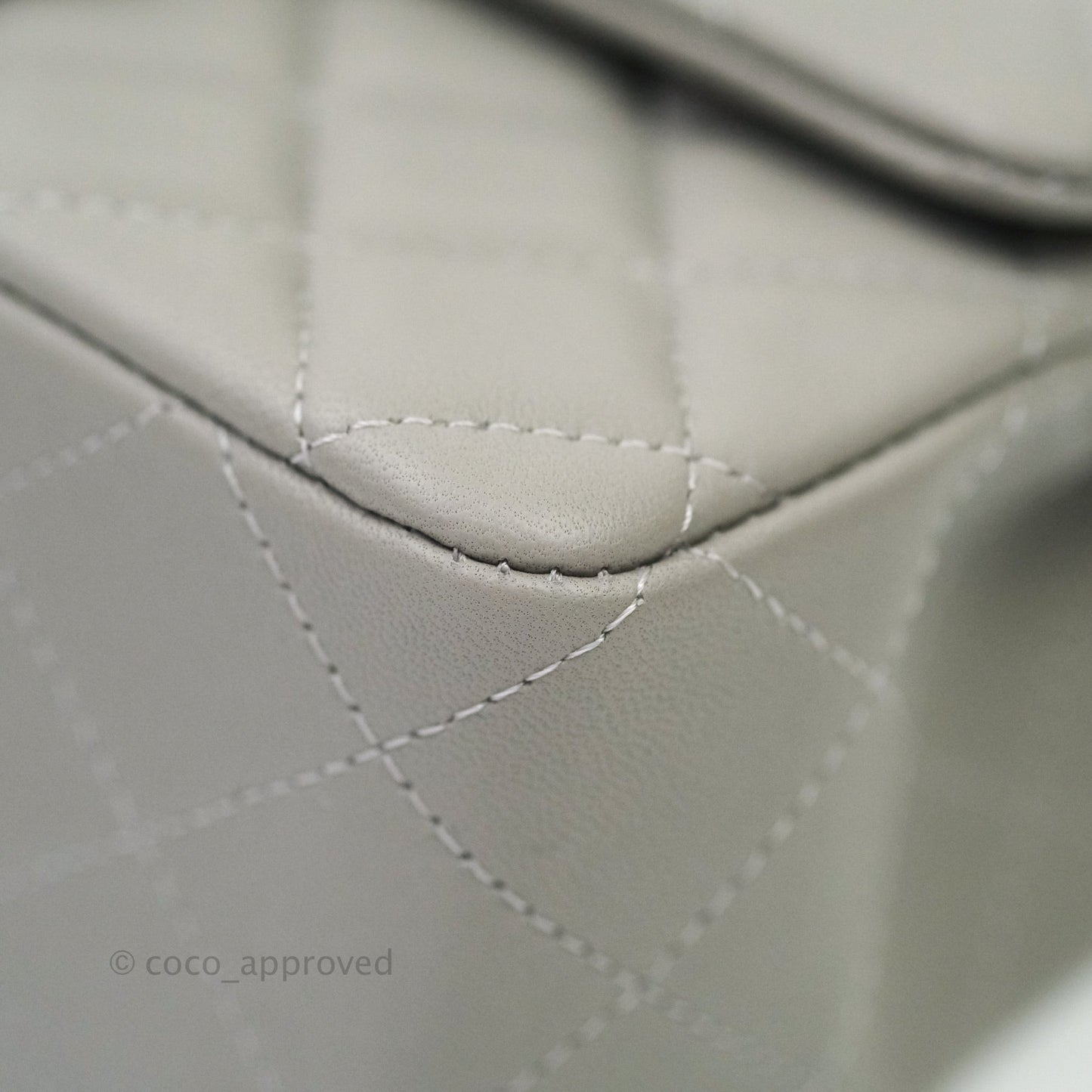 Chanel Quilted Mini Rectangular Flap Grey Lambskin Silver Hardware 19B