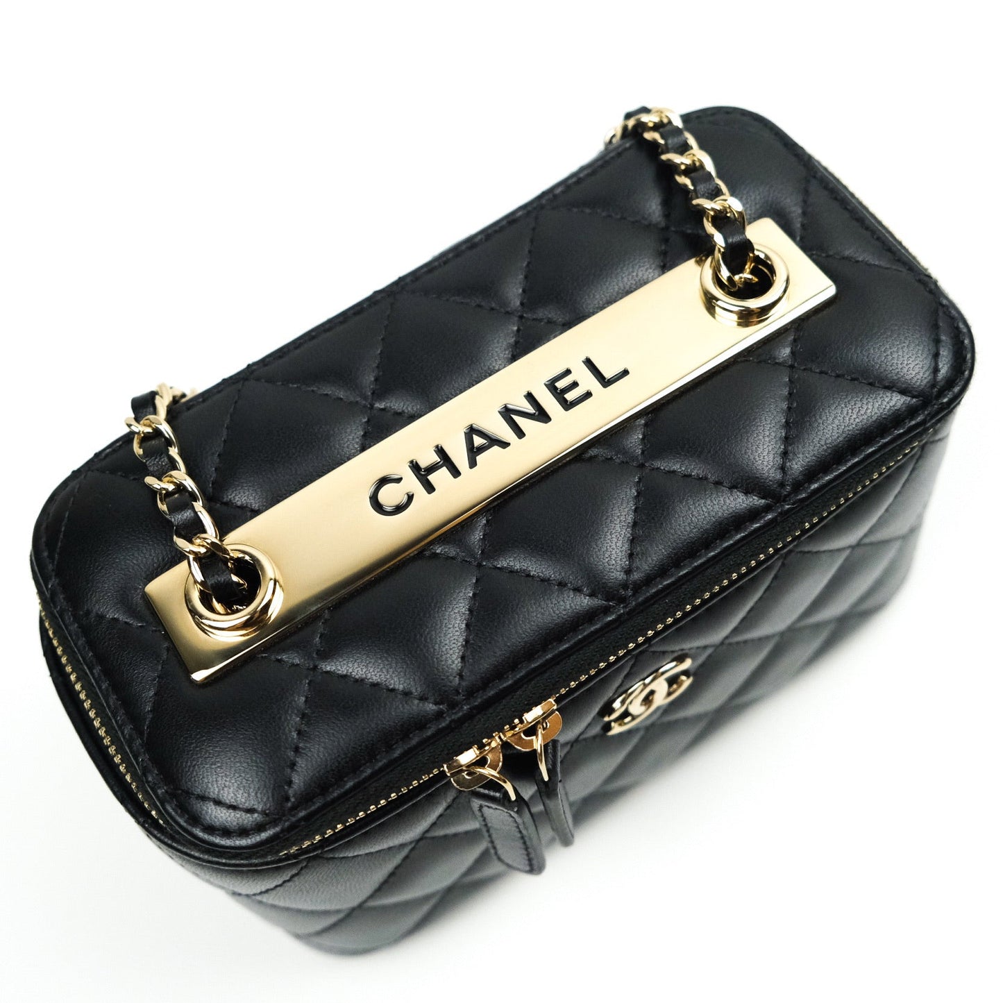 Chanel Vanity Rectangular Trendy Black Lambskin Gold Hardware