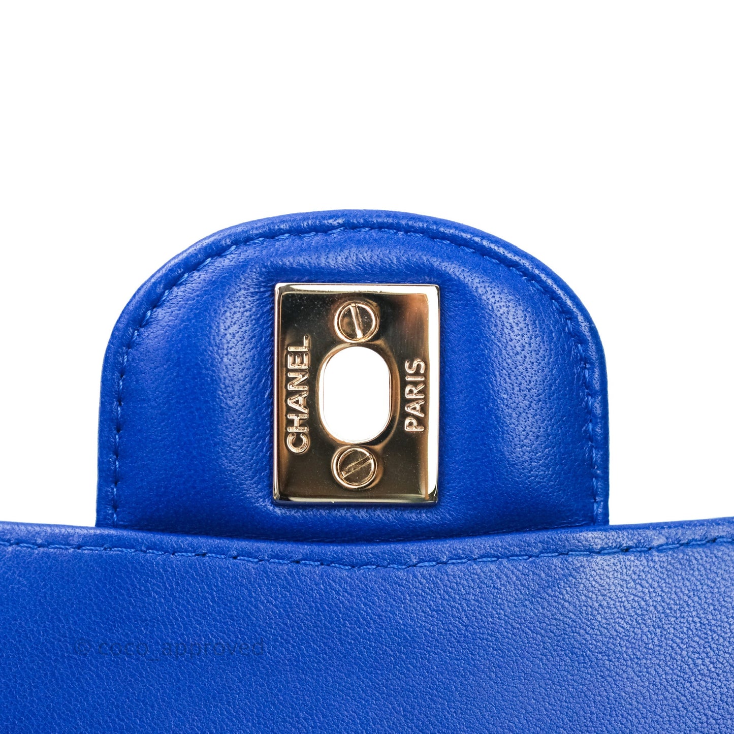 Chanel Classic Chevron M/L Medium Double Flap Blue Lambskin Gold Hardware