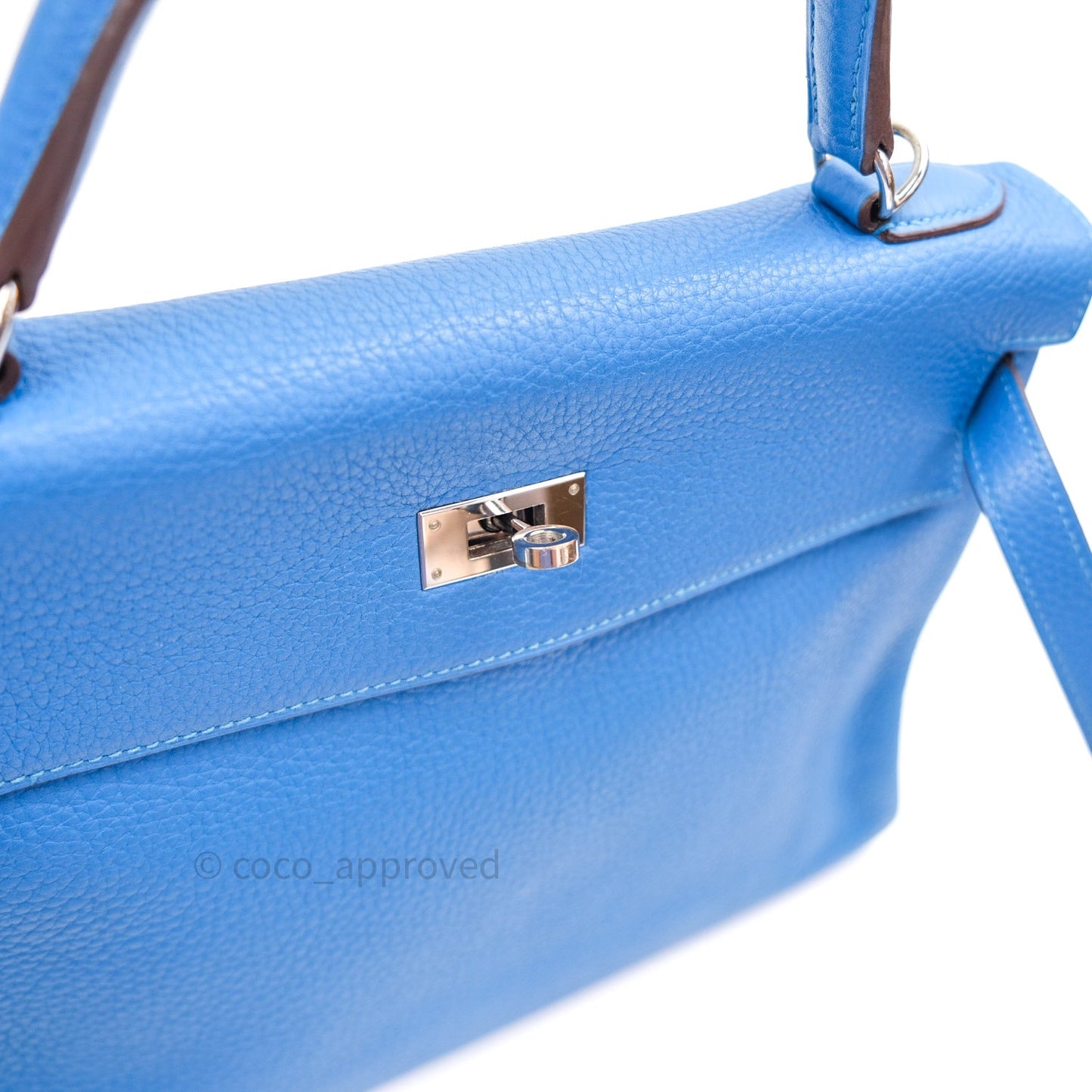 Hermès Kelly Retourne 32 Blue Mykonos Togo Palladium Hardware