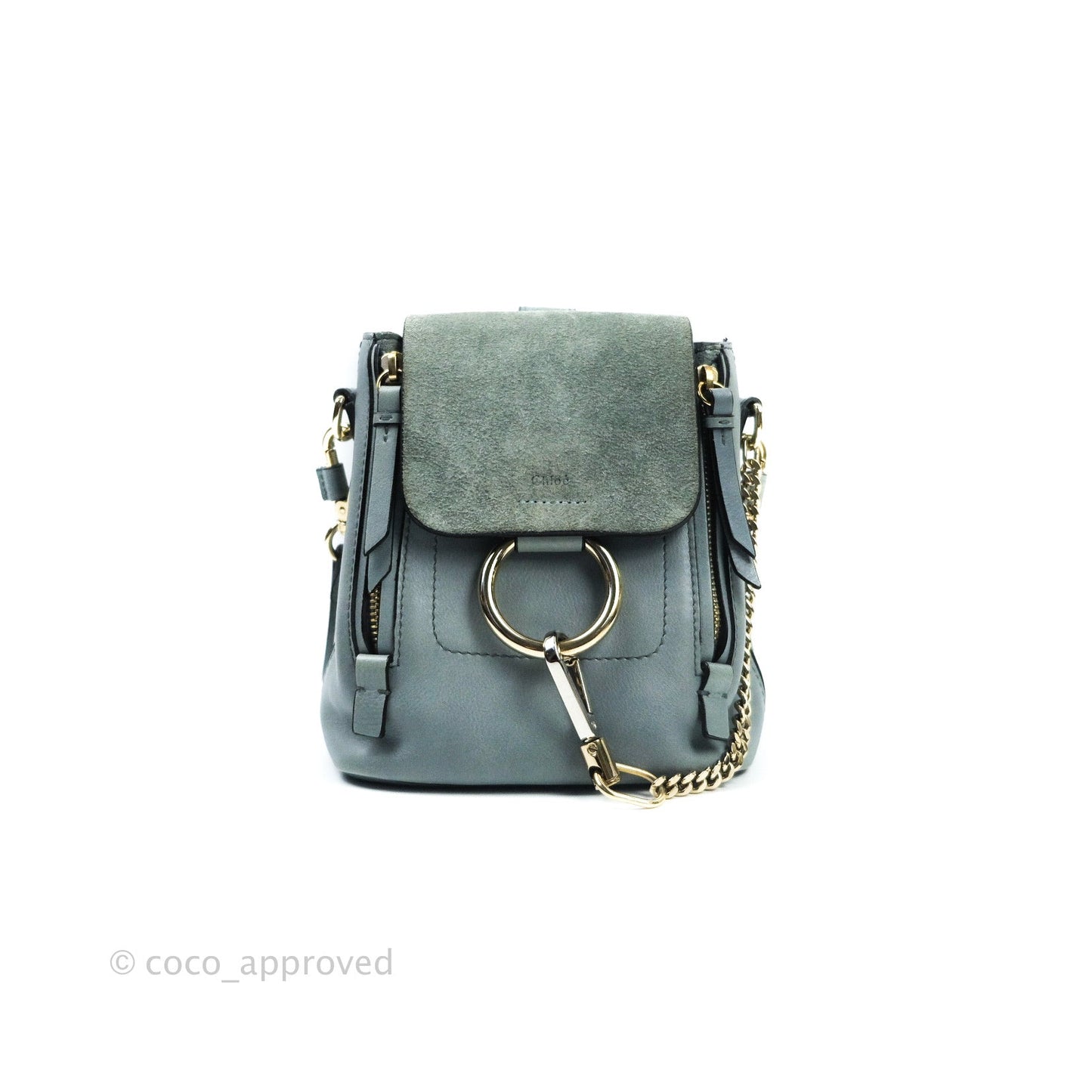 Chloé Suede Calfskin Small Faye Backpack Cloudy Blue