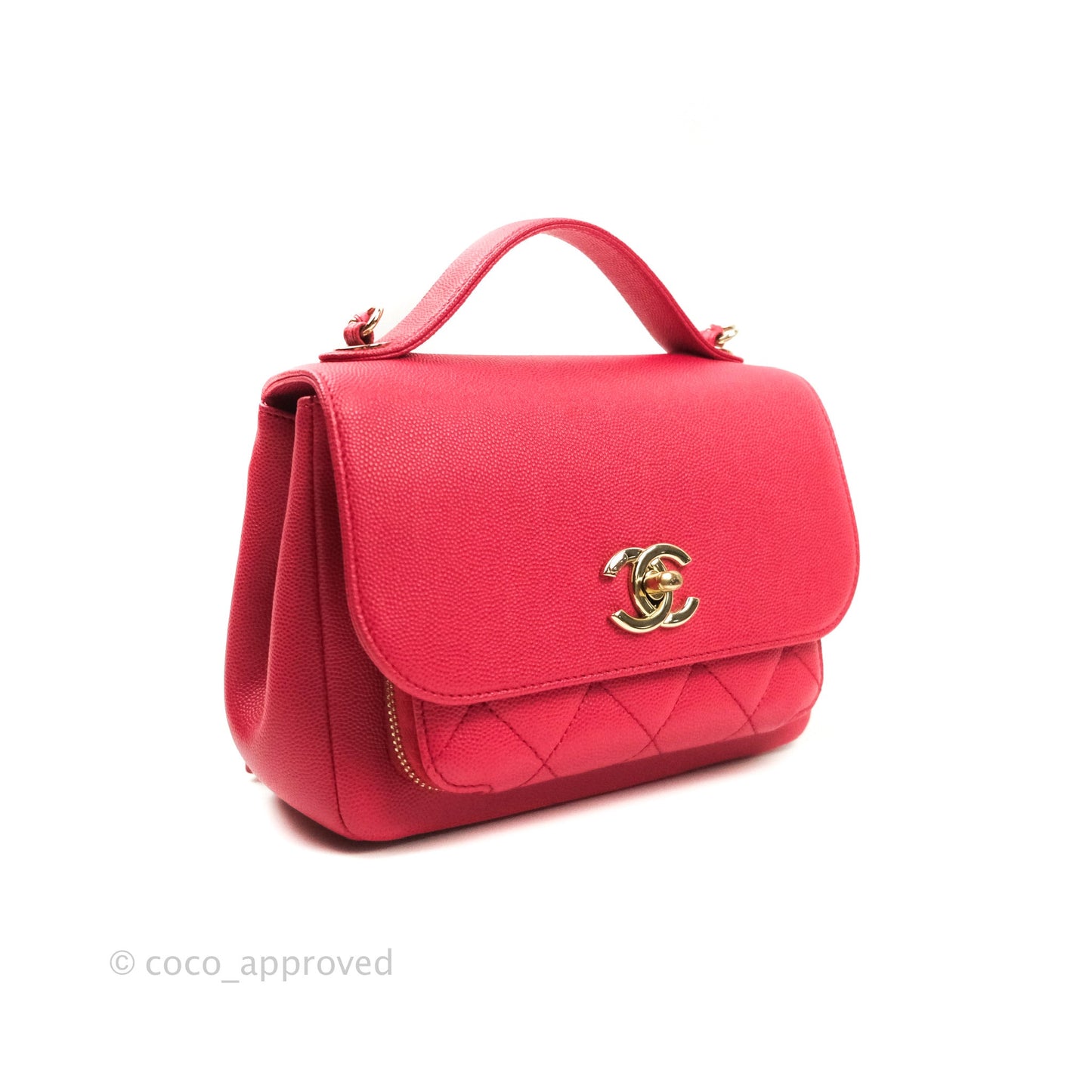 Chanel Quilted Small Business Affinity Flap Rosy Red Caviar Gold Hardware
