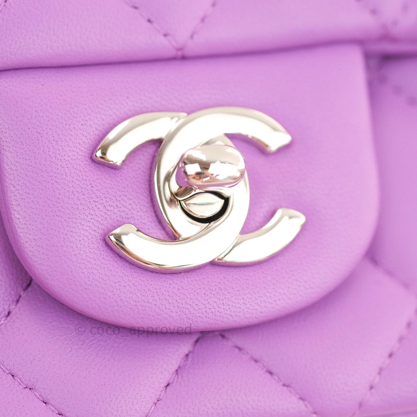 Chanel Quilted Mini Rectangular Flap Purple Lambskin Silver Hardware
