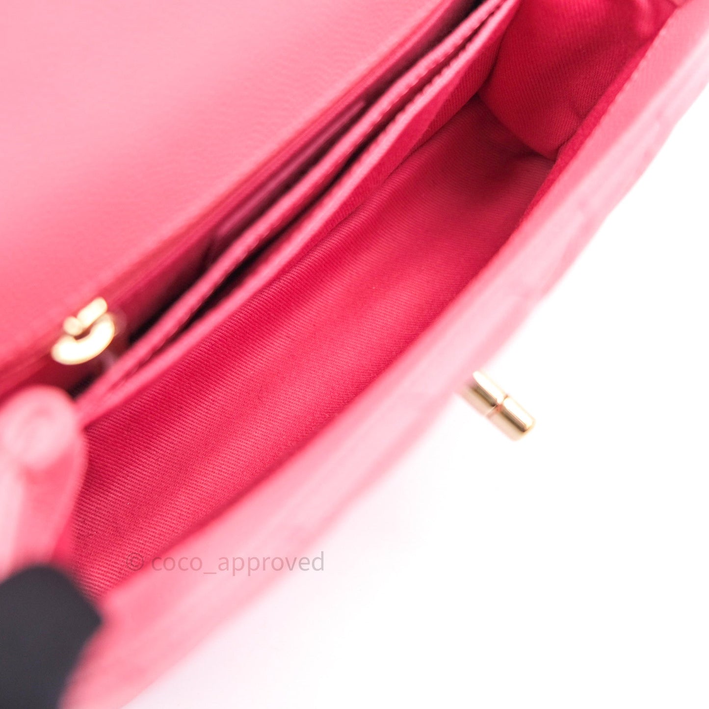Chanel Mini Coco Handle Chevron Pink Caviar Quilted Gold Hardware