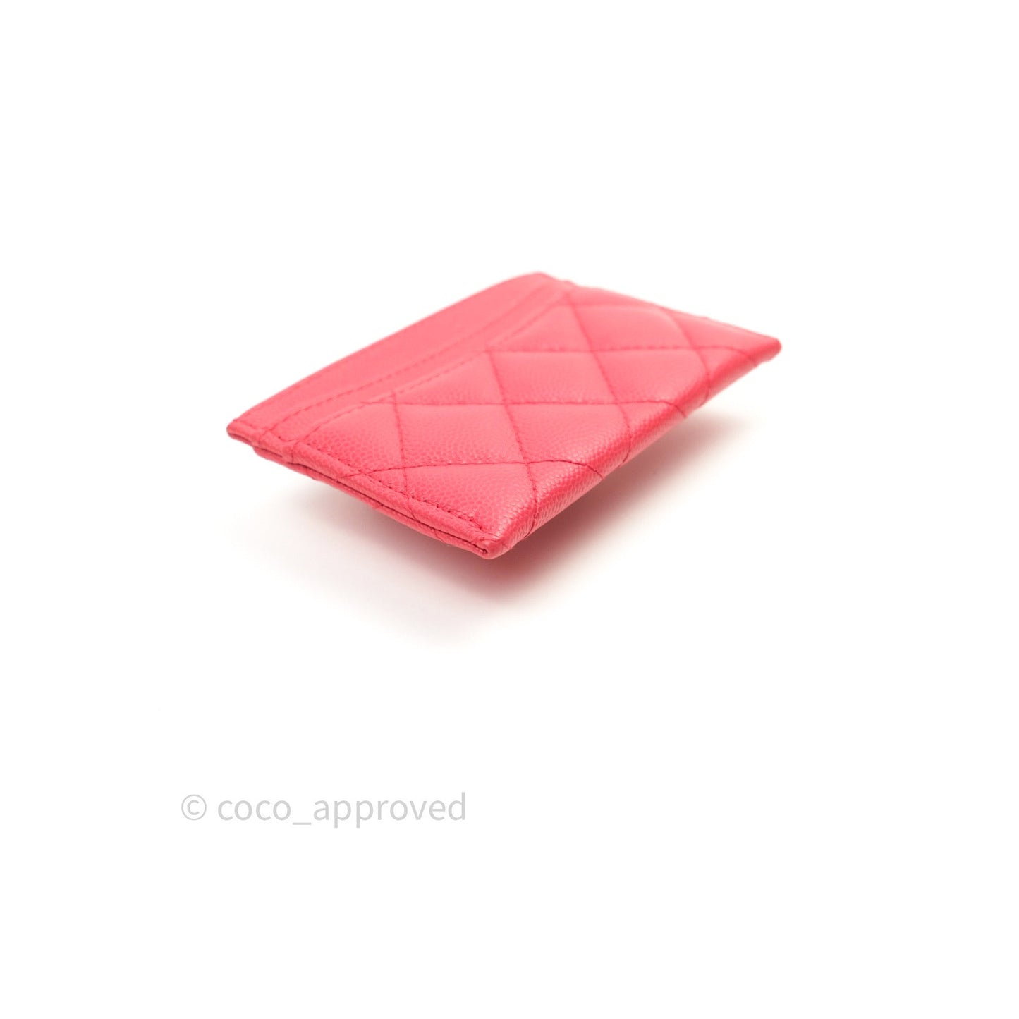 Chanel Quilted Classic Pink Caviar Silver Hardware Flat Card Holder