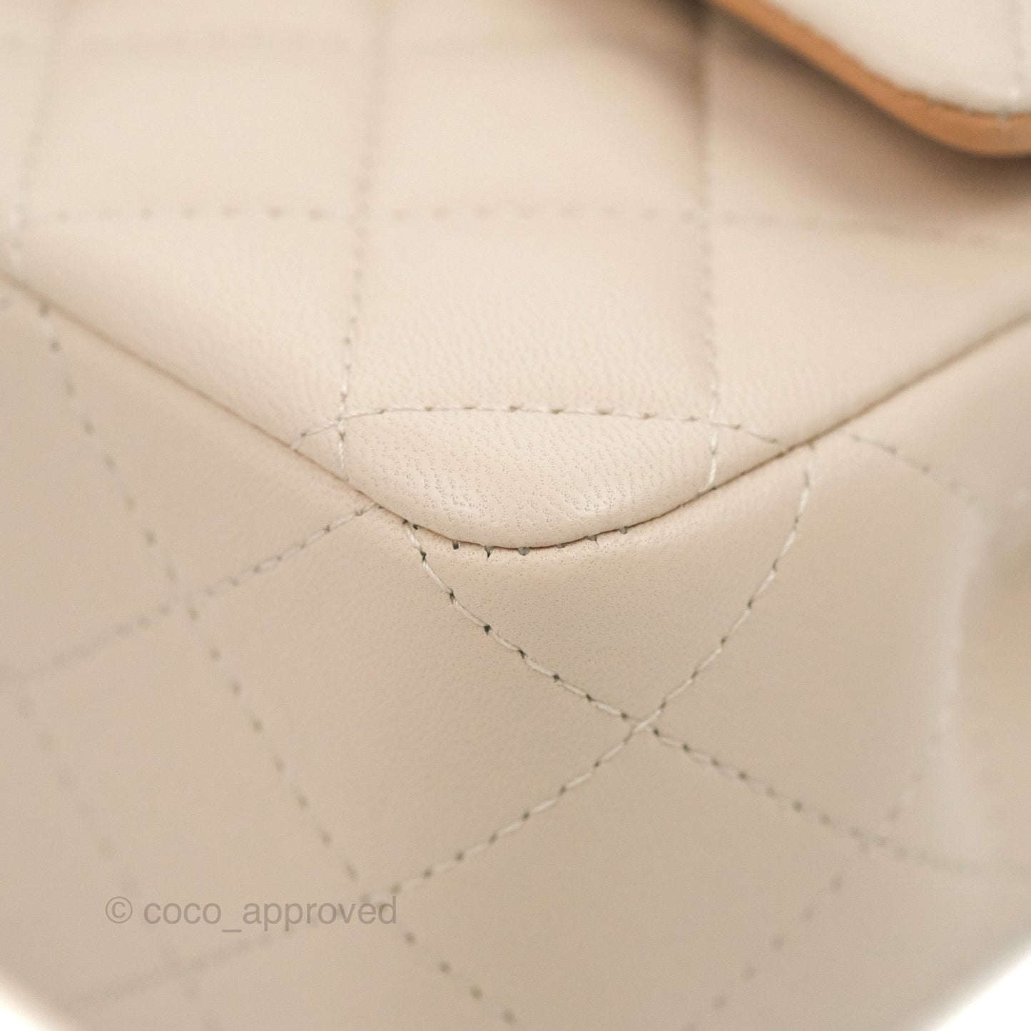 Chanel Top Handle Mini Rectangular Flap Bag Ecru/Beige Lambskin Gold Hardware 23P