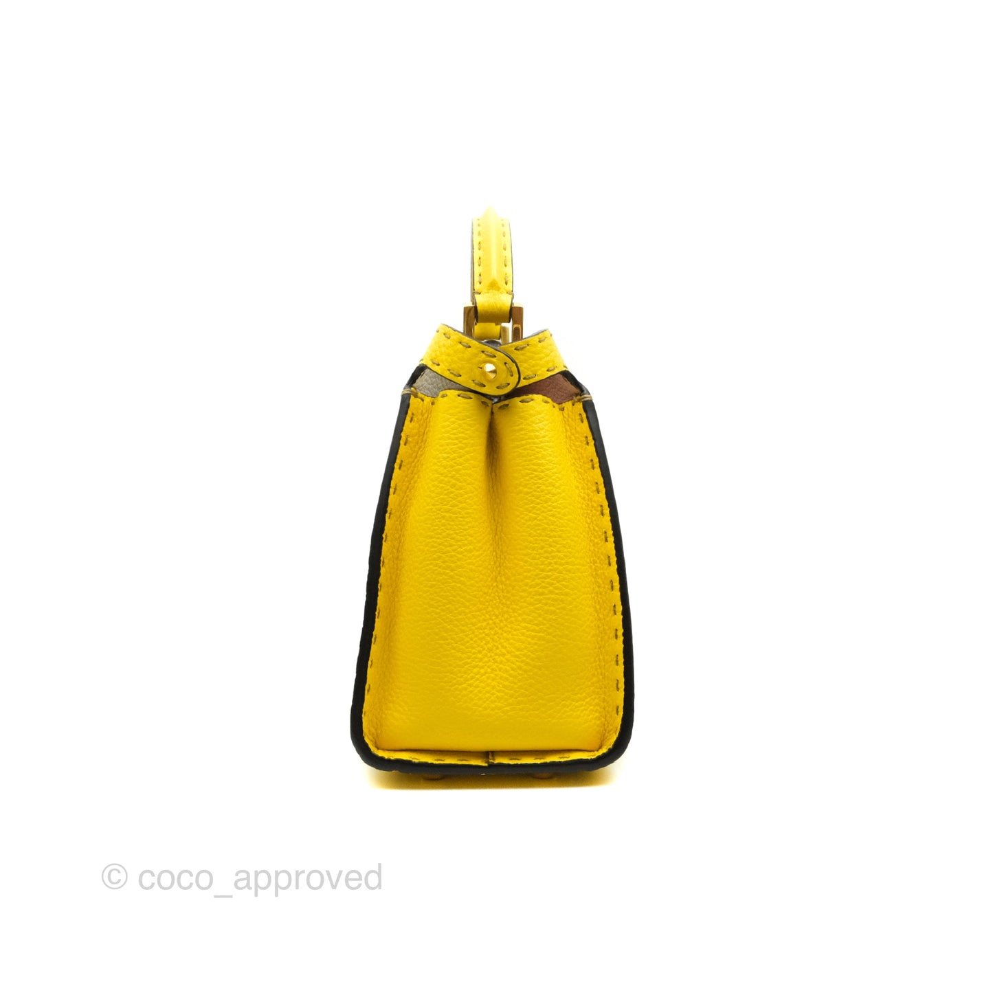 Fendi Small Peekaboo Iseeu Yellow Grained Leather Gold Hardware