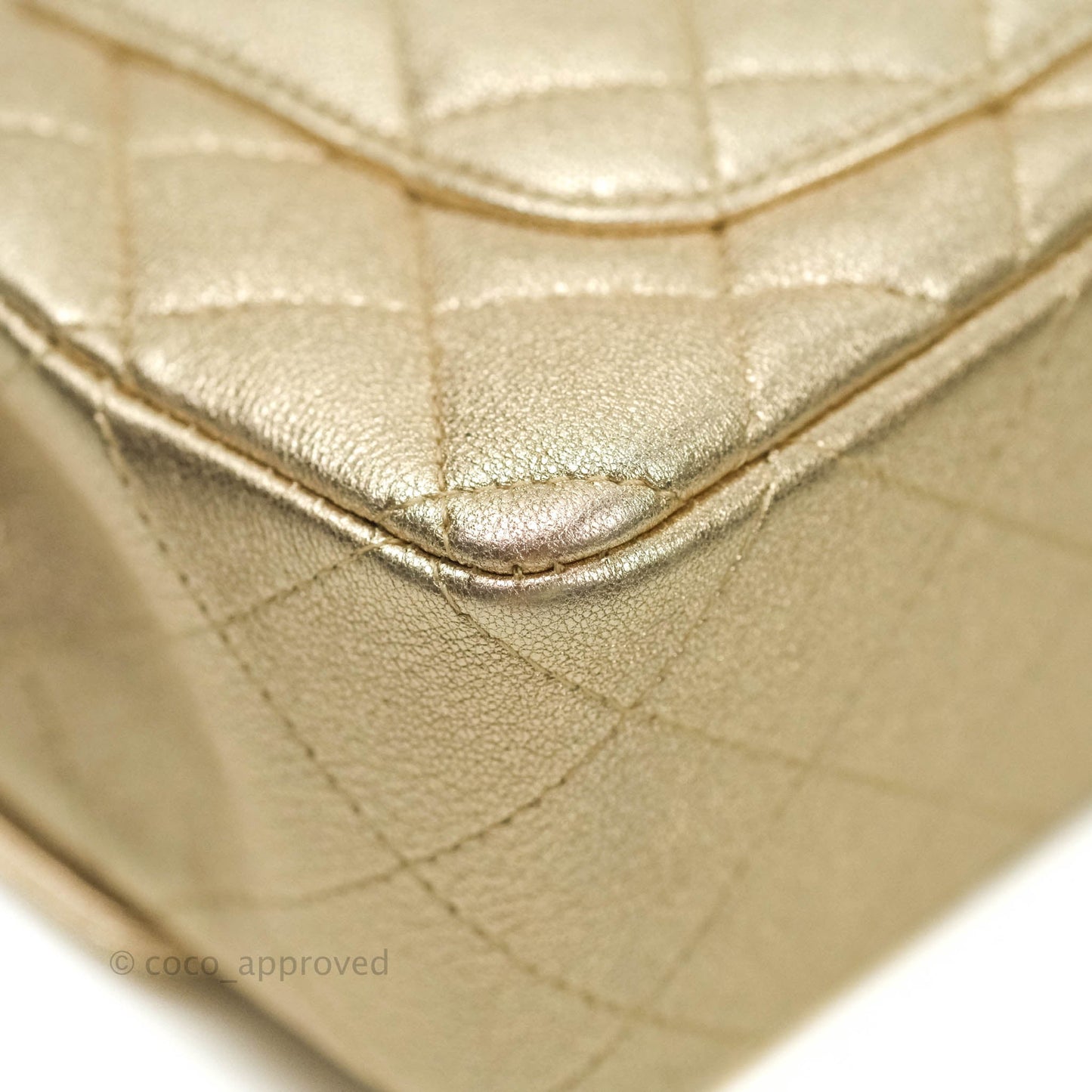 Chanel Quilted Mini Rectangular Iridescent Gold Lambskin Gold Hardware