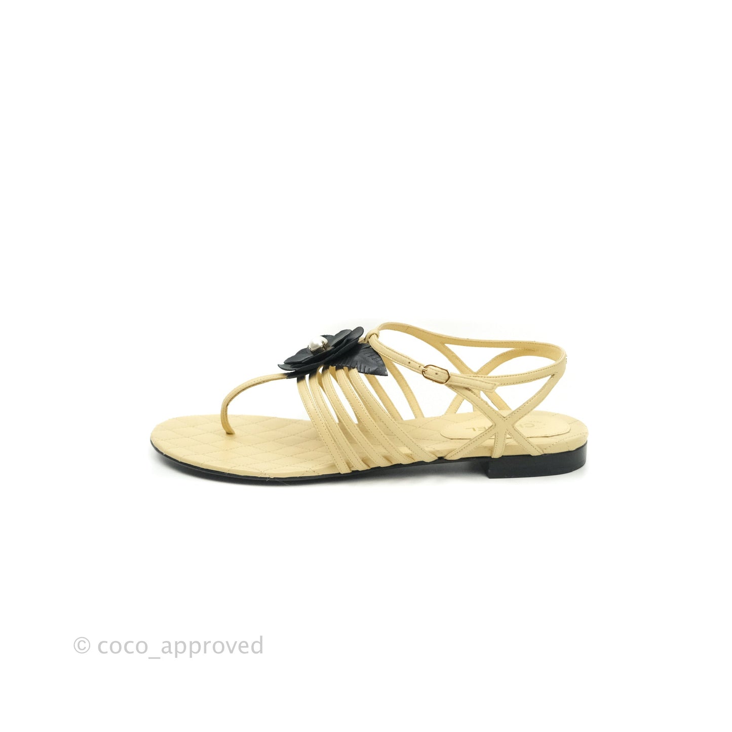 Chanel Sandal Beige Camellia 39 1/2
