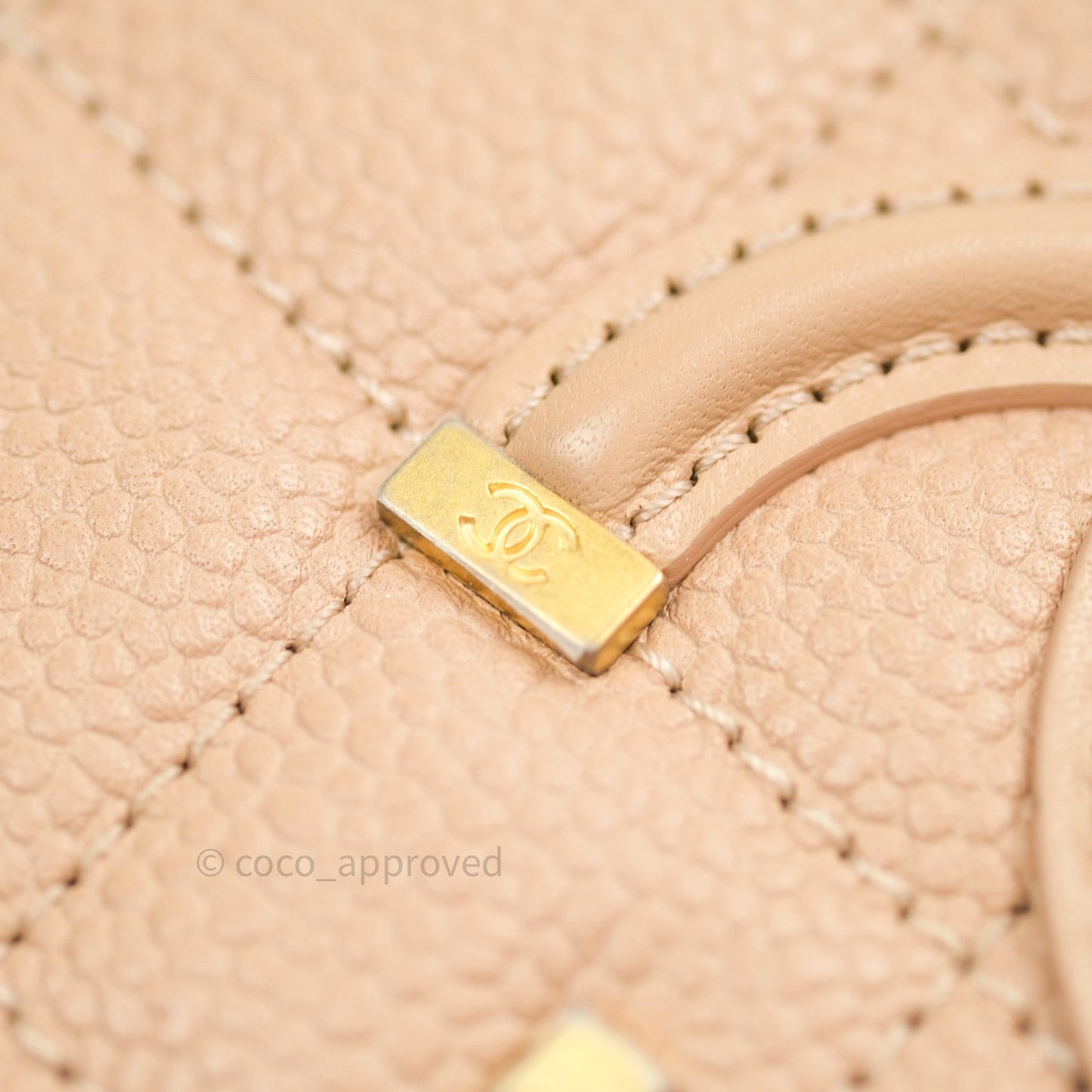 Chanel Quilted Small CC Filigree Vanity Case Beige Beige Caviar