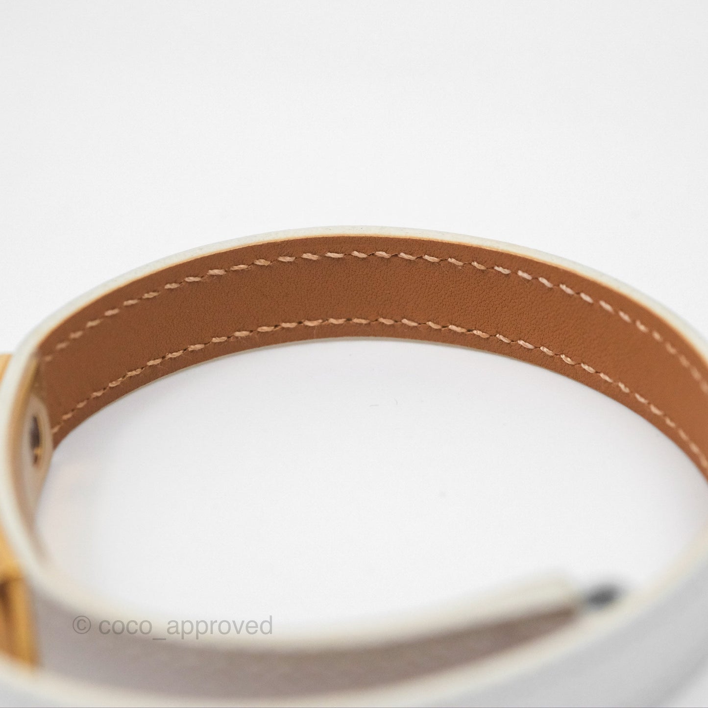 Hermès Rivale Double Tour Bracelet White Epsom Gold Hardware