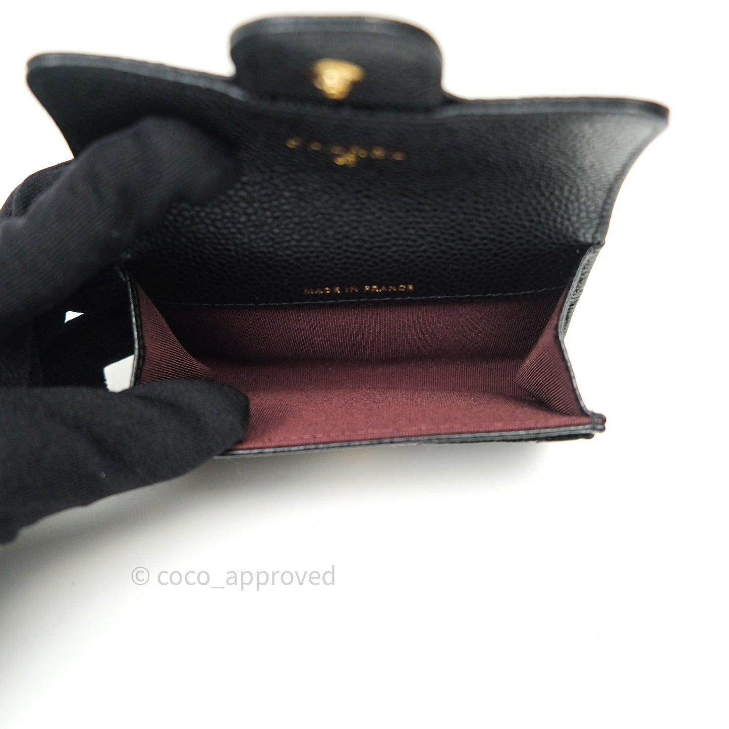 Chanel Caviar Quilted Flap Card Holder Black Gold Hardware