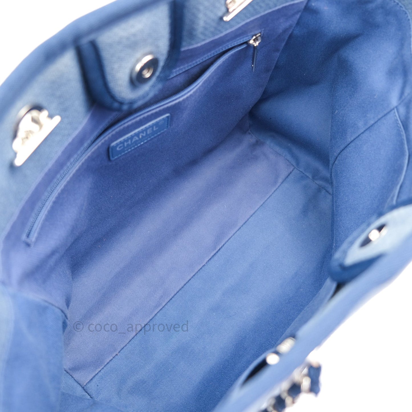 Chanel Canvas Deauville Medium Tote Blue