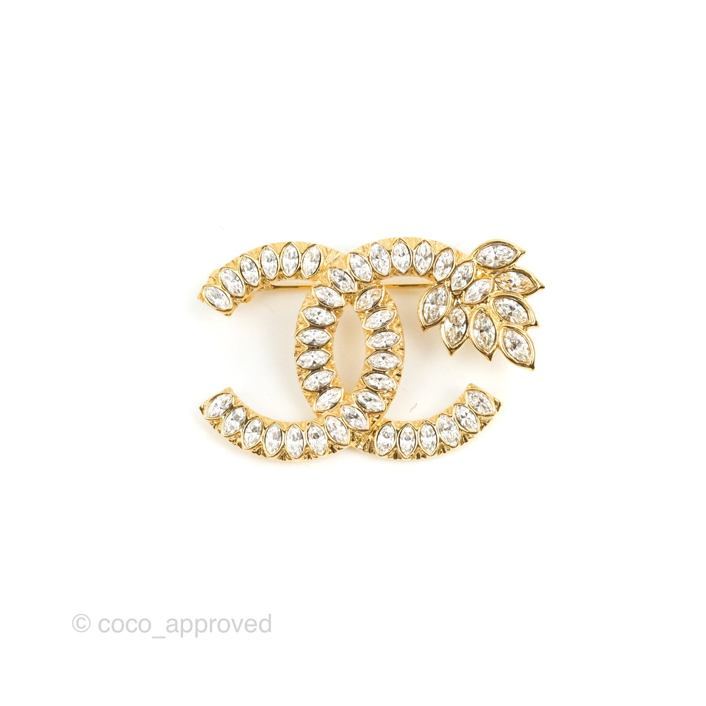 Chanel CC Crystal Brooch Gold Tone 22K