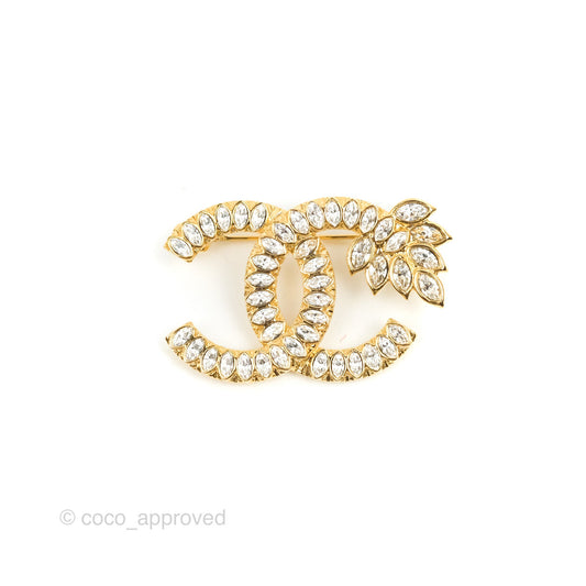 Chanel CC Crystal Brooch Gold Tone 22K