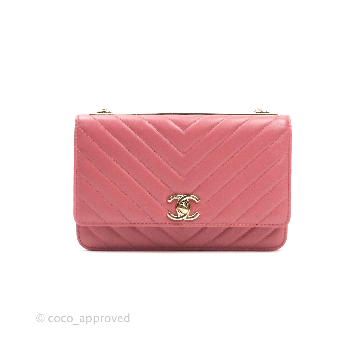 Chanel Trendy CC WOC Wallet on Chain Chevron Pink Lambskin Gold Hardware