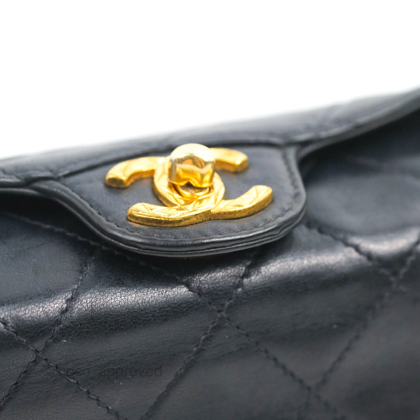 Chanel Vintage CC Box Shoulder Bag Navy Lambskin Gold Hardware