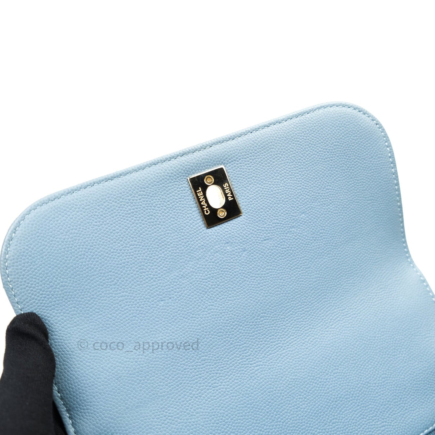 Chanel Caviar Quilted Small Business Affinity Flap Blue Light Gold Hardware