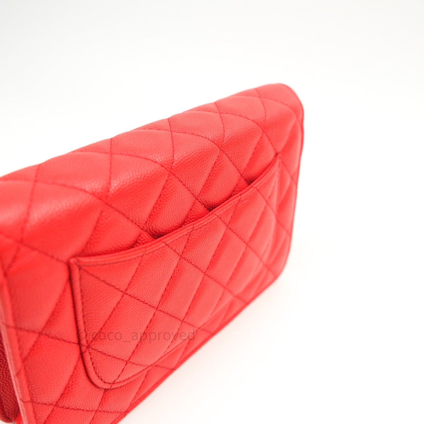 Chanel Quilted Wallet on Chain WOC Brick Red Caviar Gold Hardware