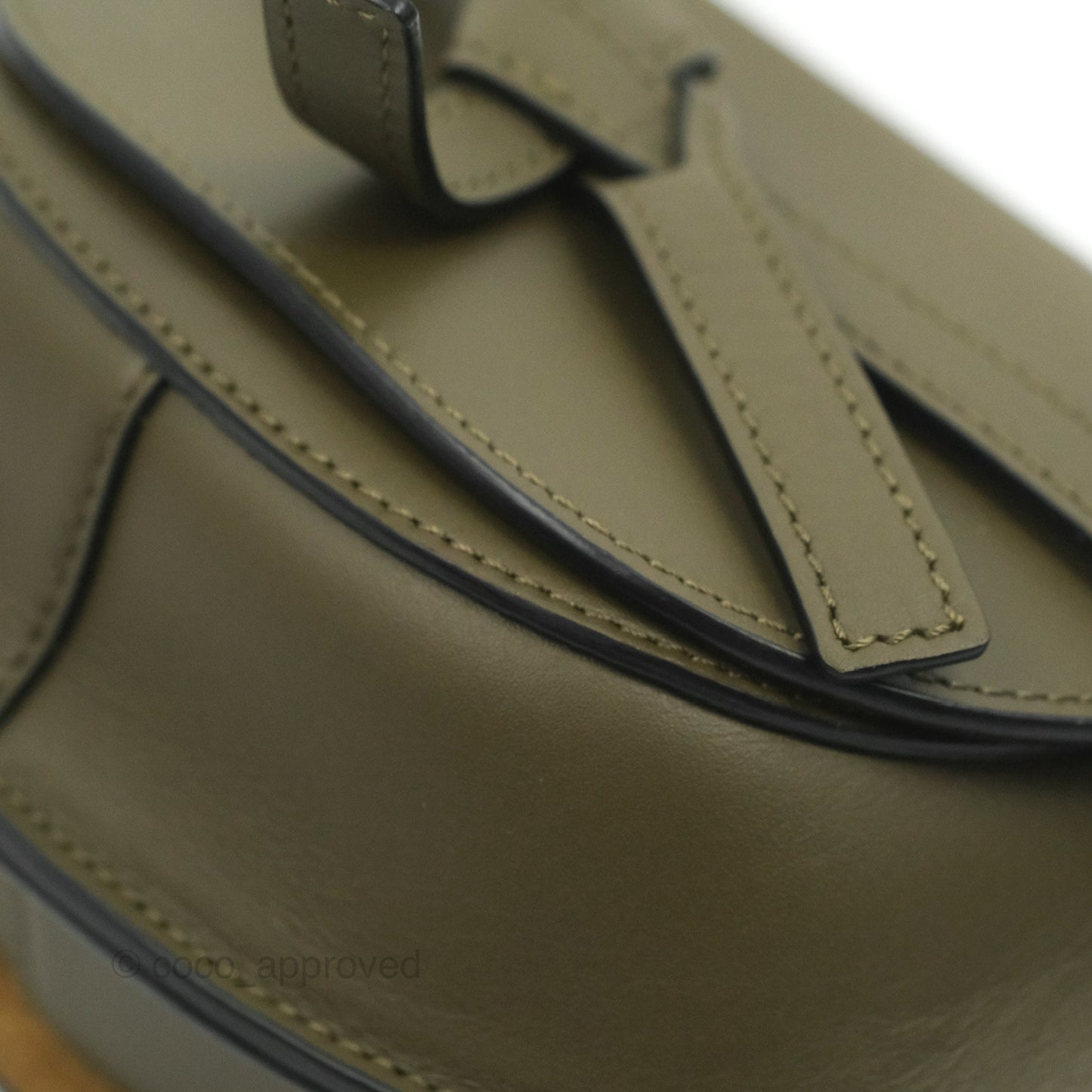 Loewe Mini Gate Bag in Soft Calfskin & Jacquard Strap Autumn Green