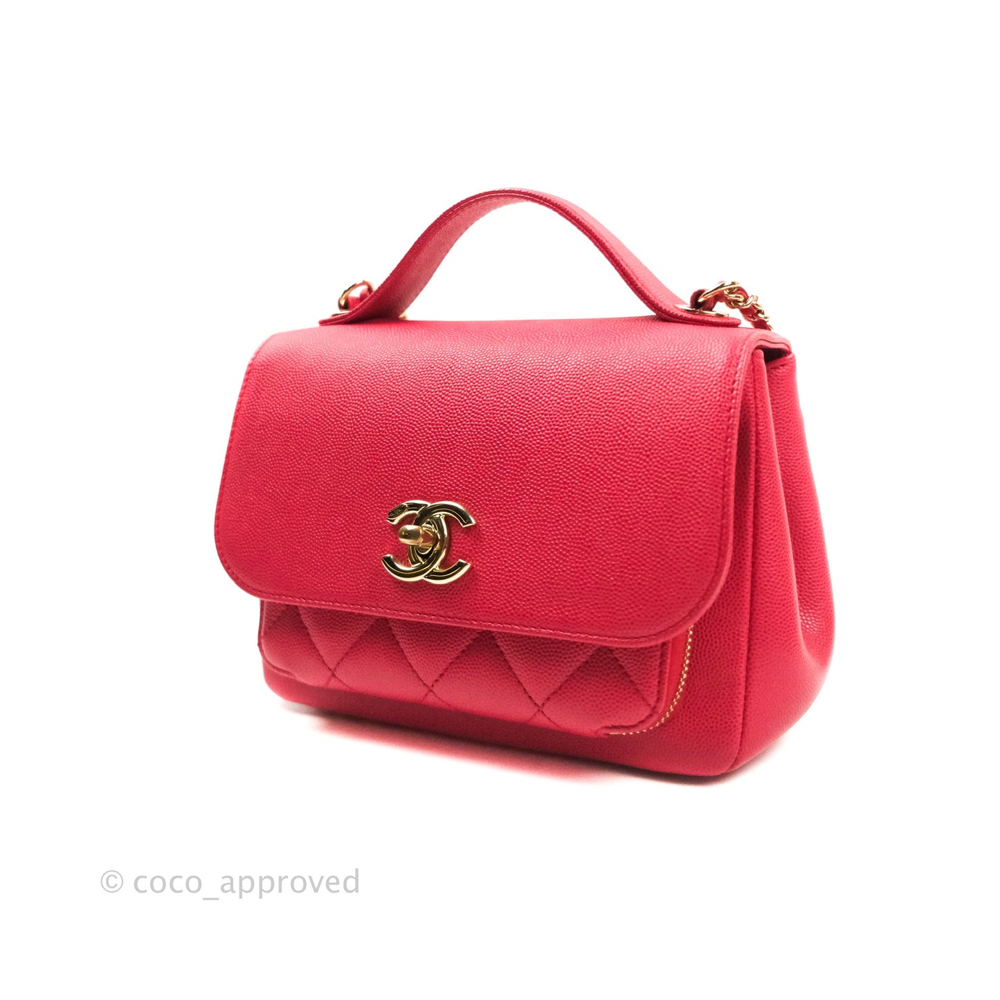 Chanel Quilted Small Business Affinity Flap Rosy Red Caviar Gold Hardware