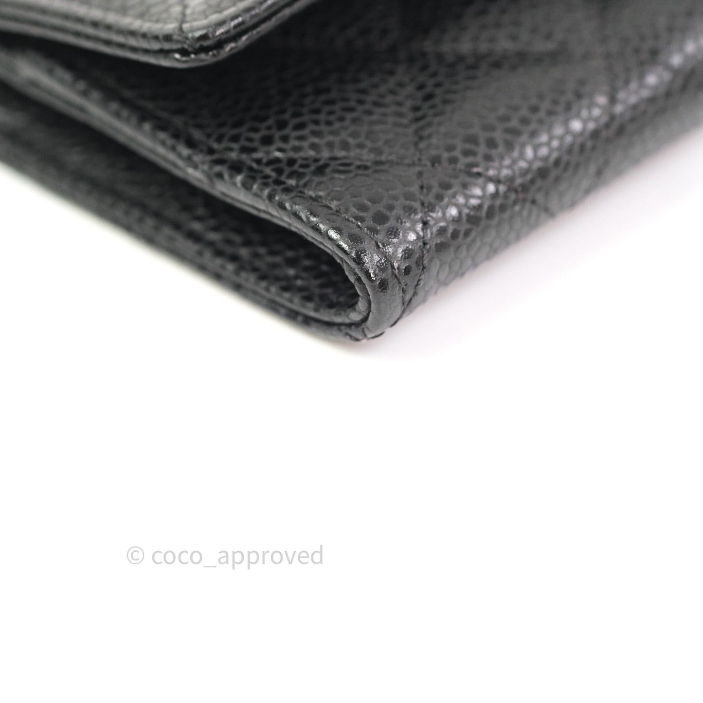Chanel Card Holder Snap Button Black Caviar Gold Hardware