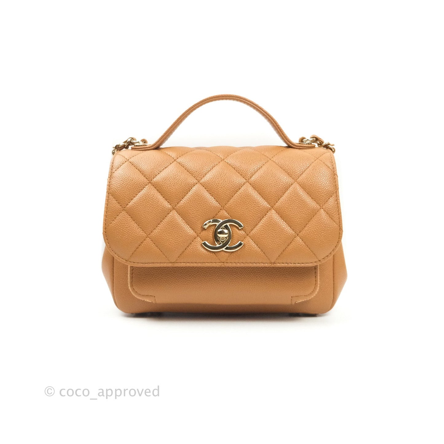 Chanel Quilted Small Business Affinity Flap Dark Beige Caviar Gold Hardware