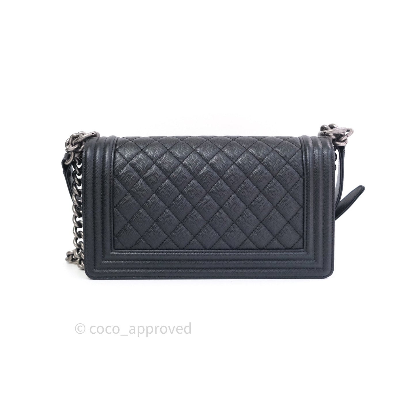 Chanel Boy Quilted Medium Black Caviar Ruthenium Hardware