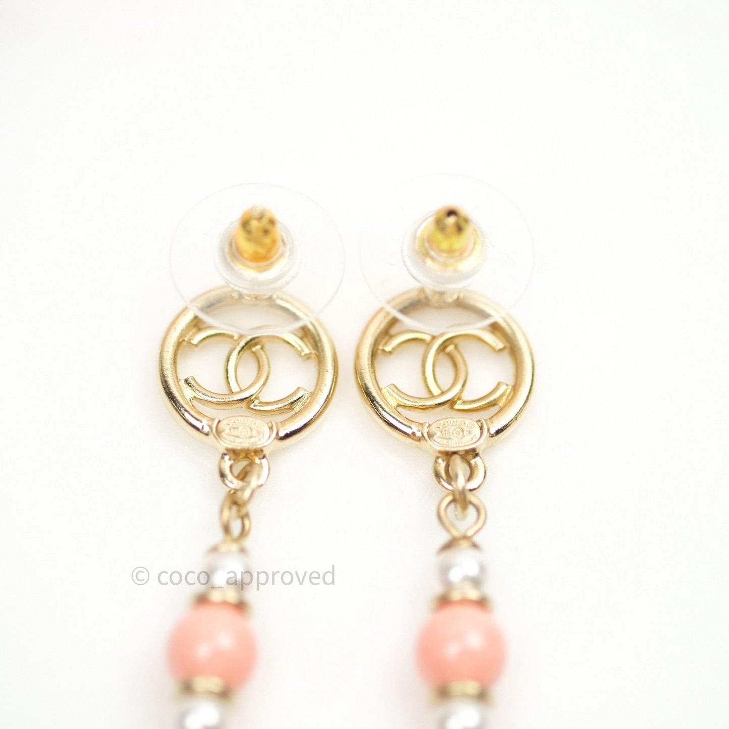 Chanel Long Drop Crystal Earrings Gold 20B