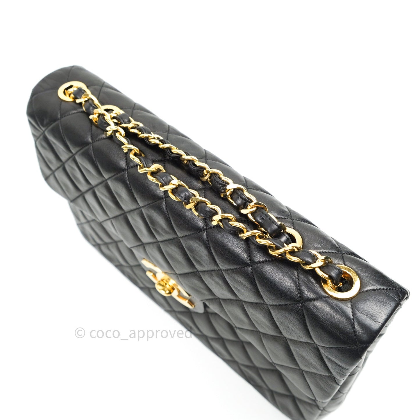 Chanel Vintage XL Jumbo Single Flap Black Lambskin 24K Gold Hardware