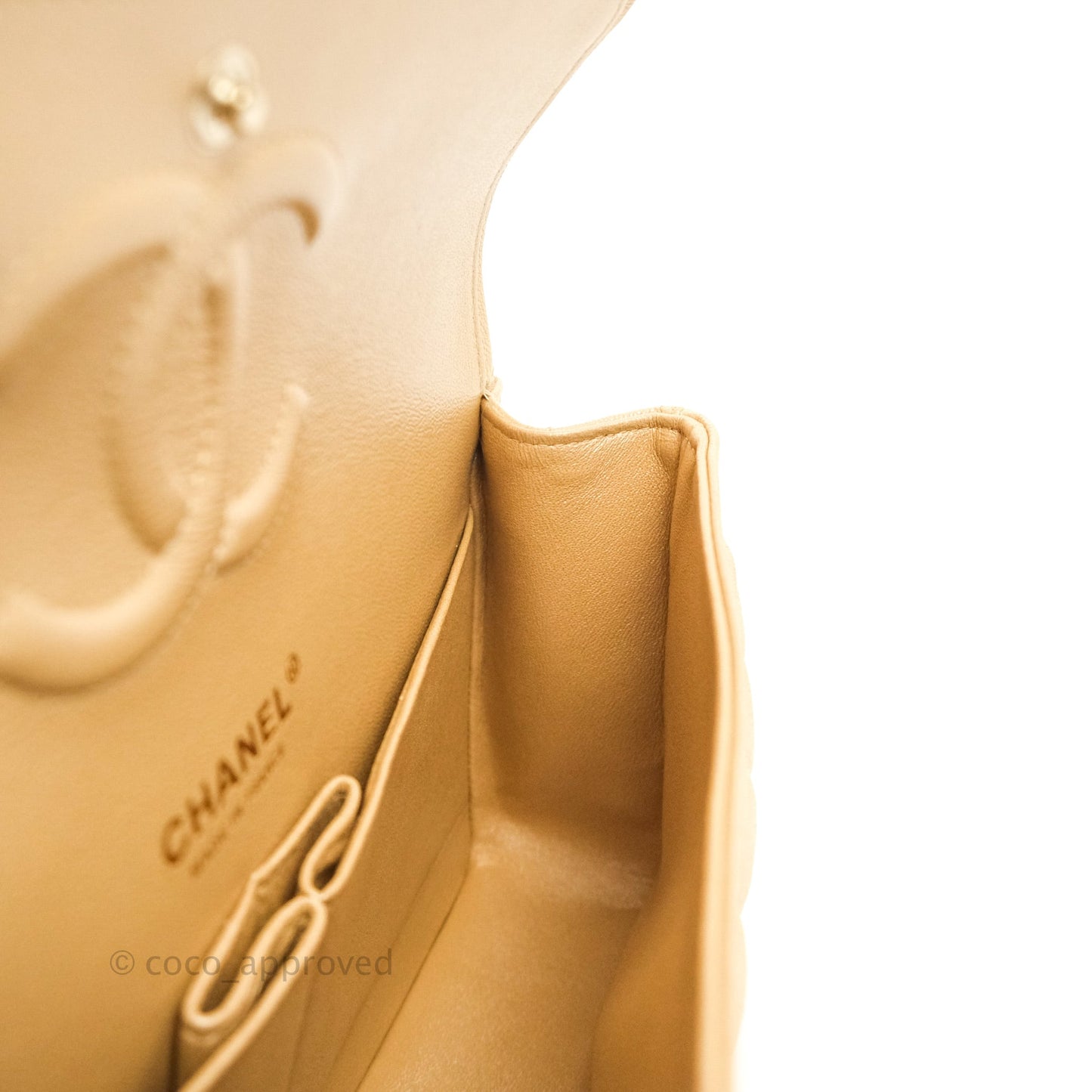 Chanel Classic M/L Medium Double Flap Iridescent Beige Caviar Gold Hardware 19S