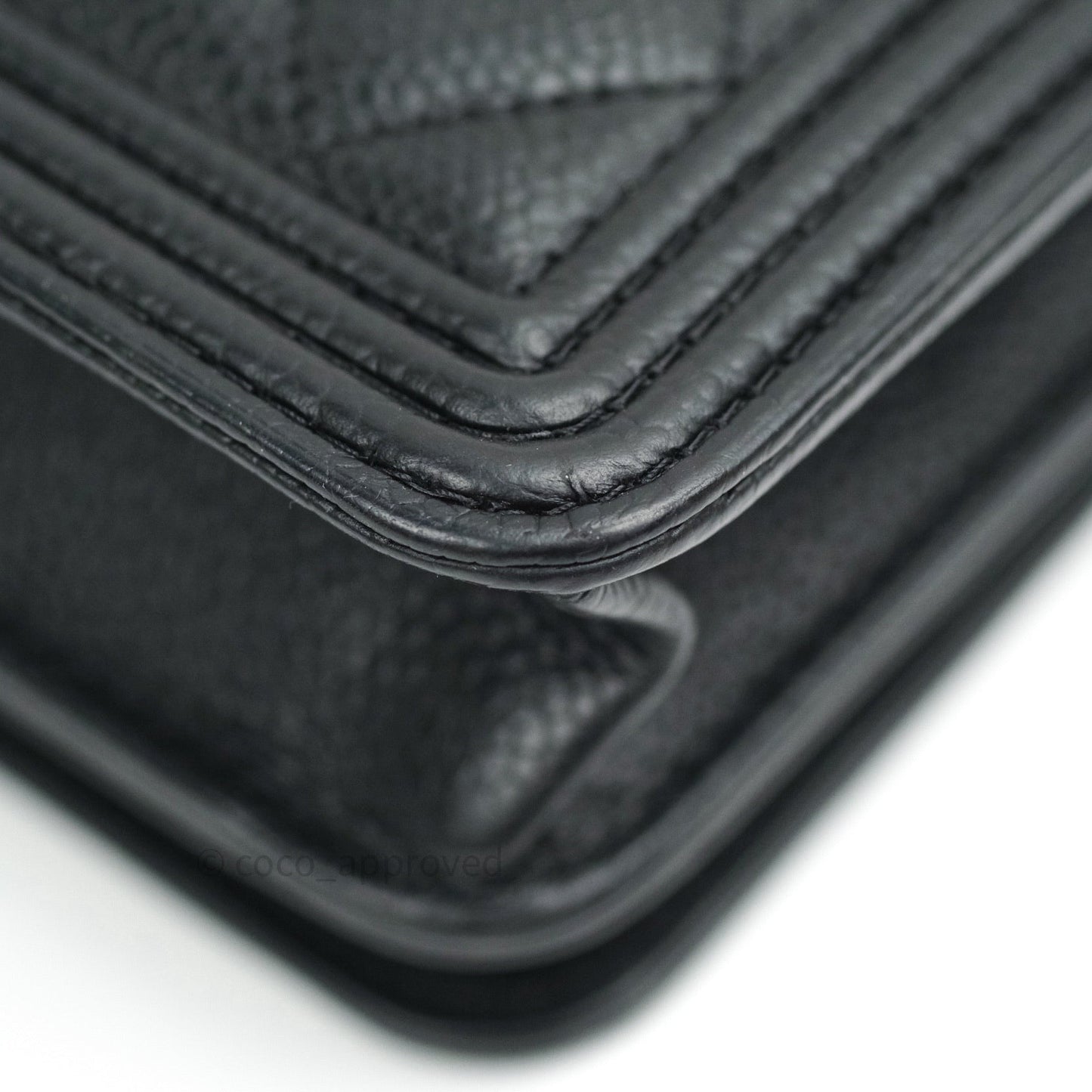 Chanel Quilted Boy Wallet on Chain WOC Black Caviar Gold Hardware
