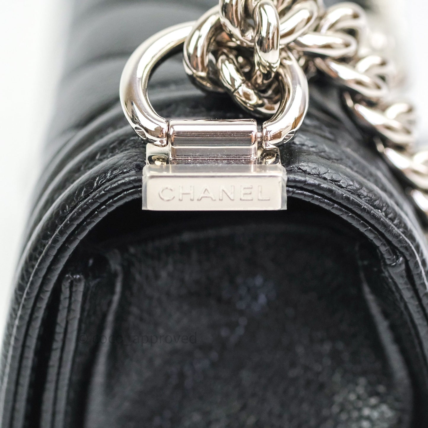 Chanel Boy Chevron Medium Black Caviar Silver Hardware