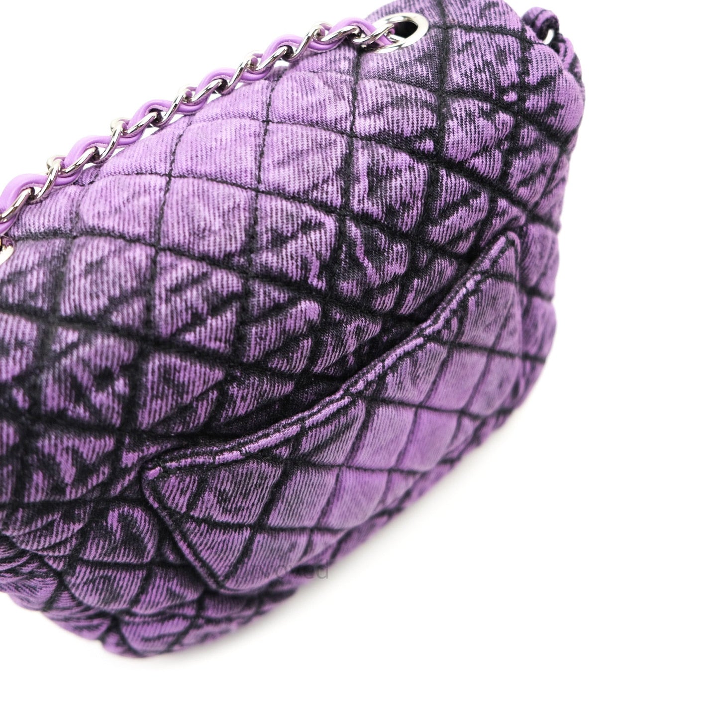 Chanel Denim Quilted Small Flap Purple Black