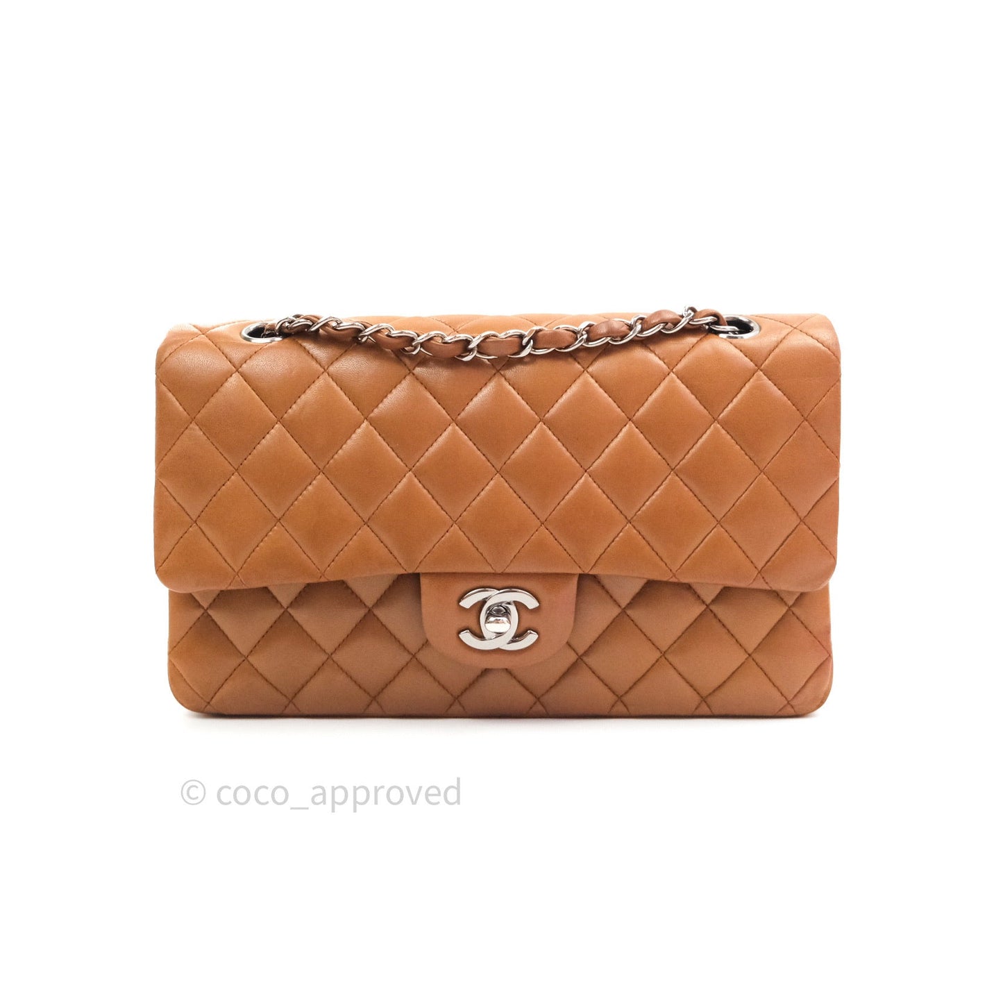 Chanel Classic M/L Brown Lambskin Silver Hardware