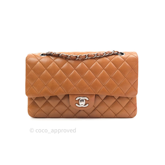 Chanel Classic M/L Brown Lambskin Silver Hardware