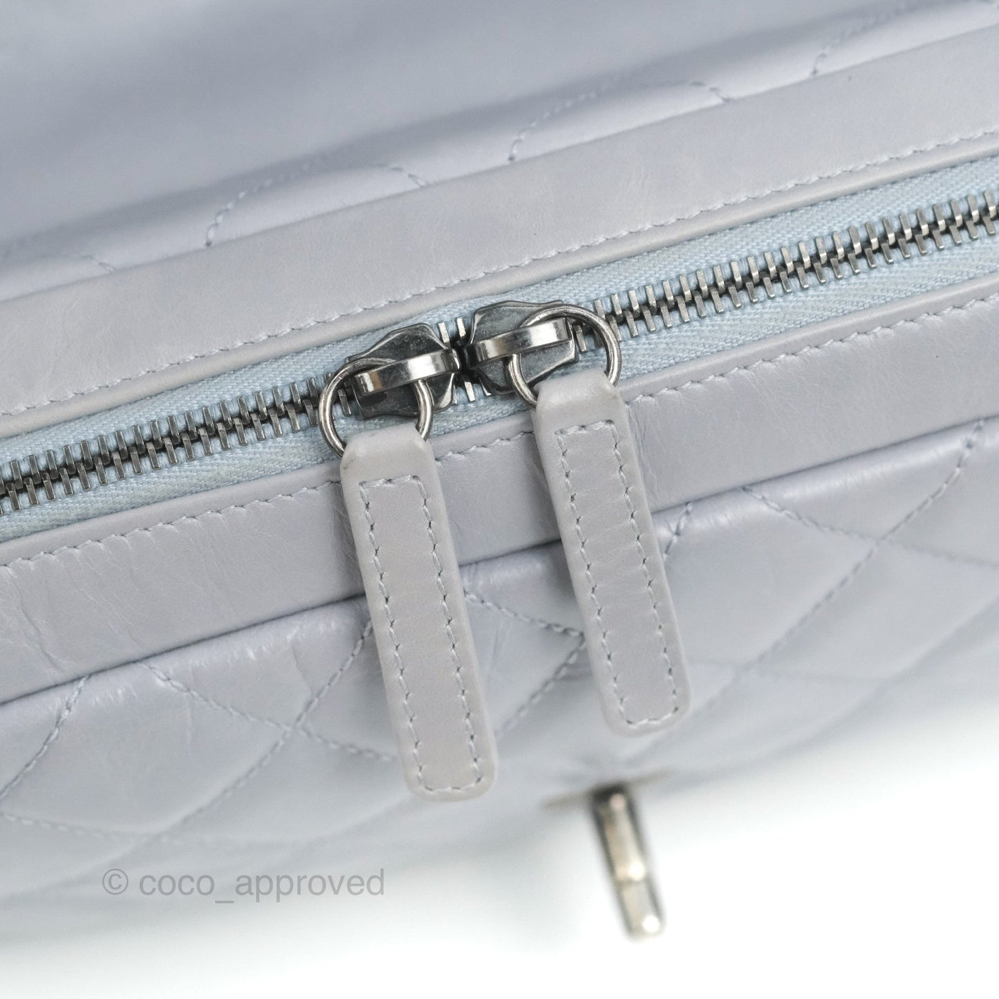 Chanel Medium Easy Flap Bag Light Grey Blue Aged Calfskin Ruthenium Hardware