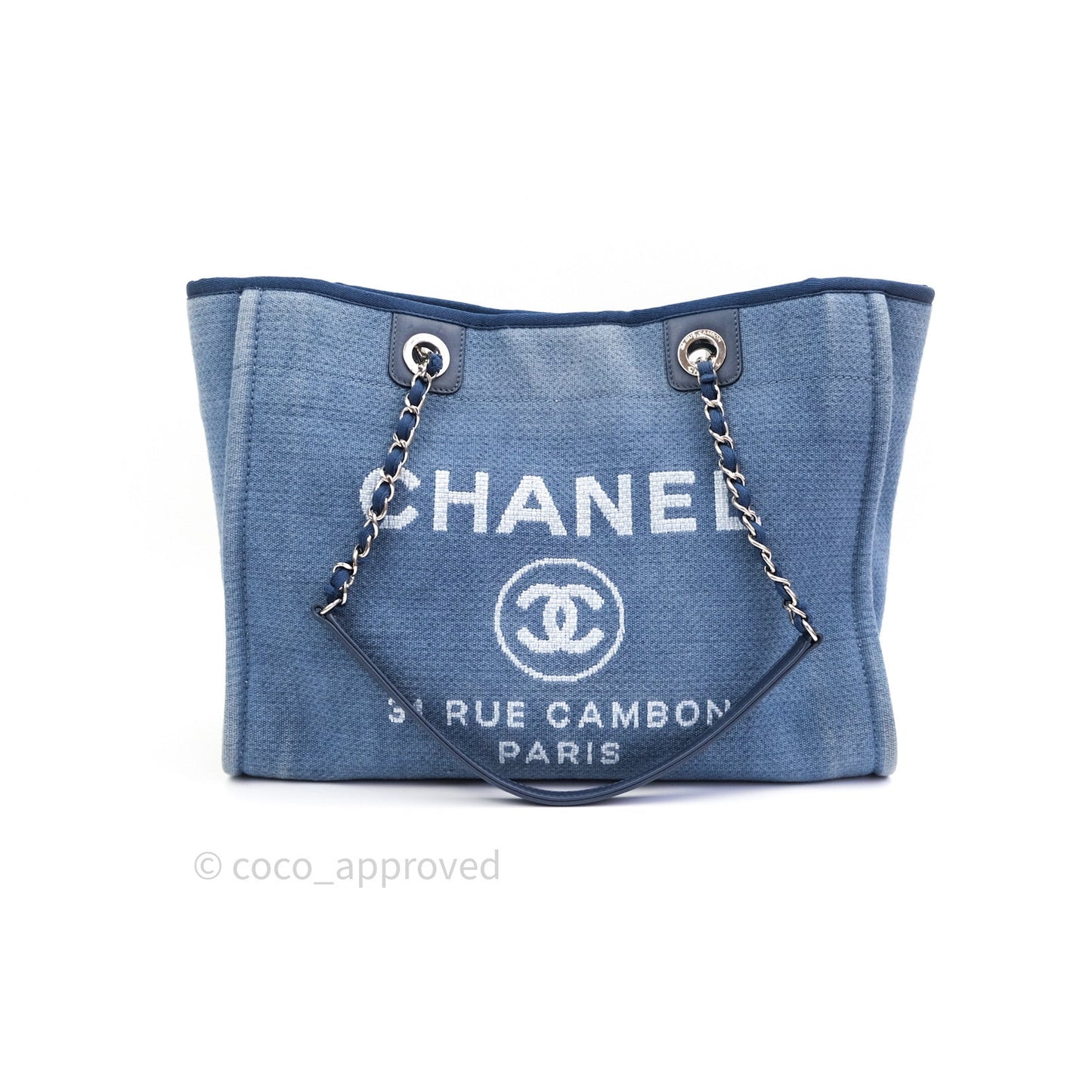 Chanel Canvas Deauville Medium Tote Blue